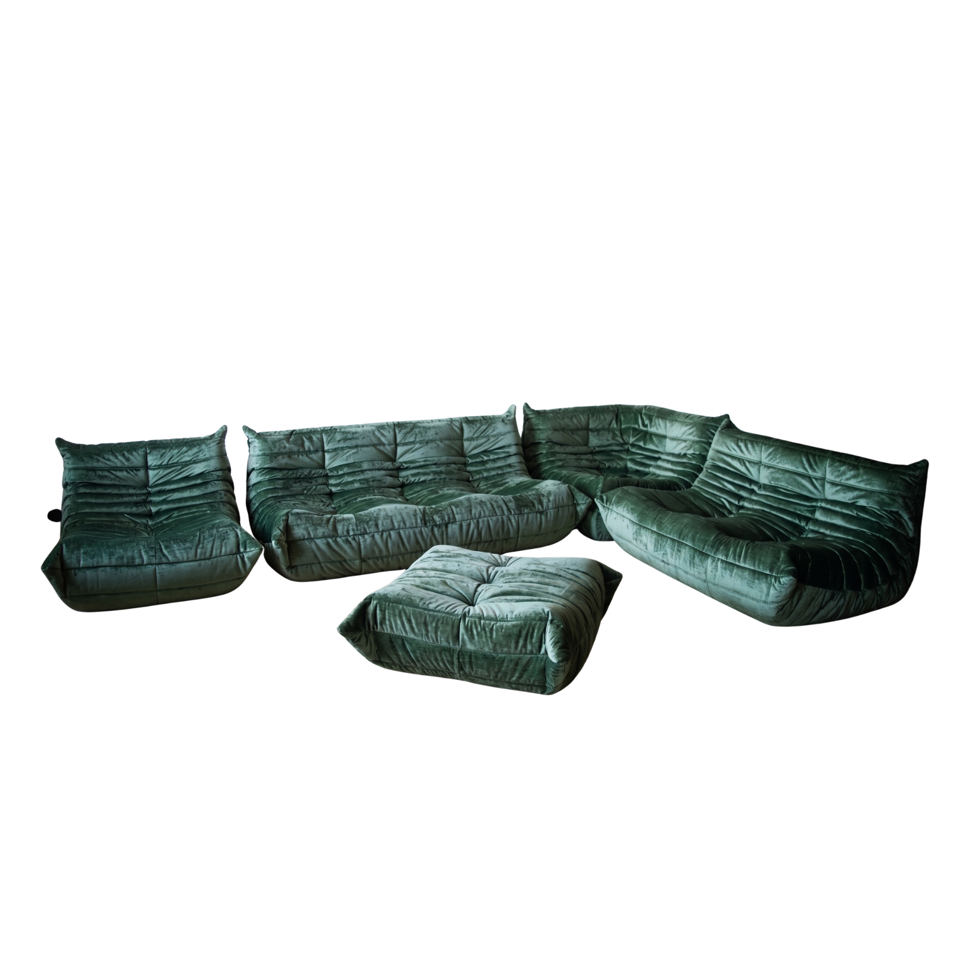 Togo Lounge Set 5-tlg. Washed Samt Forest Grün