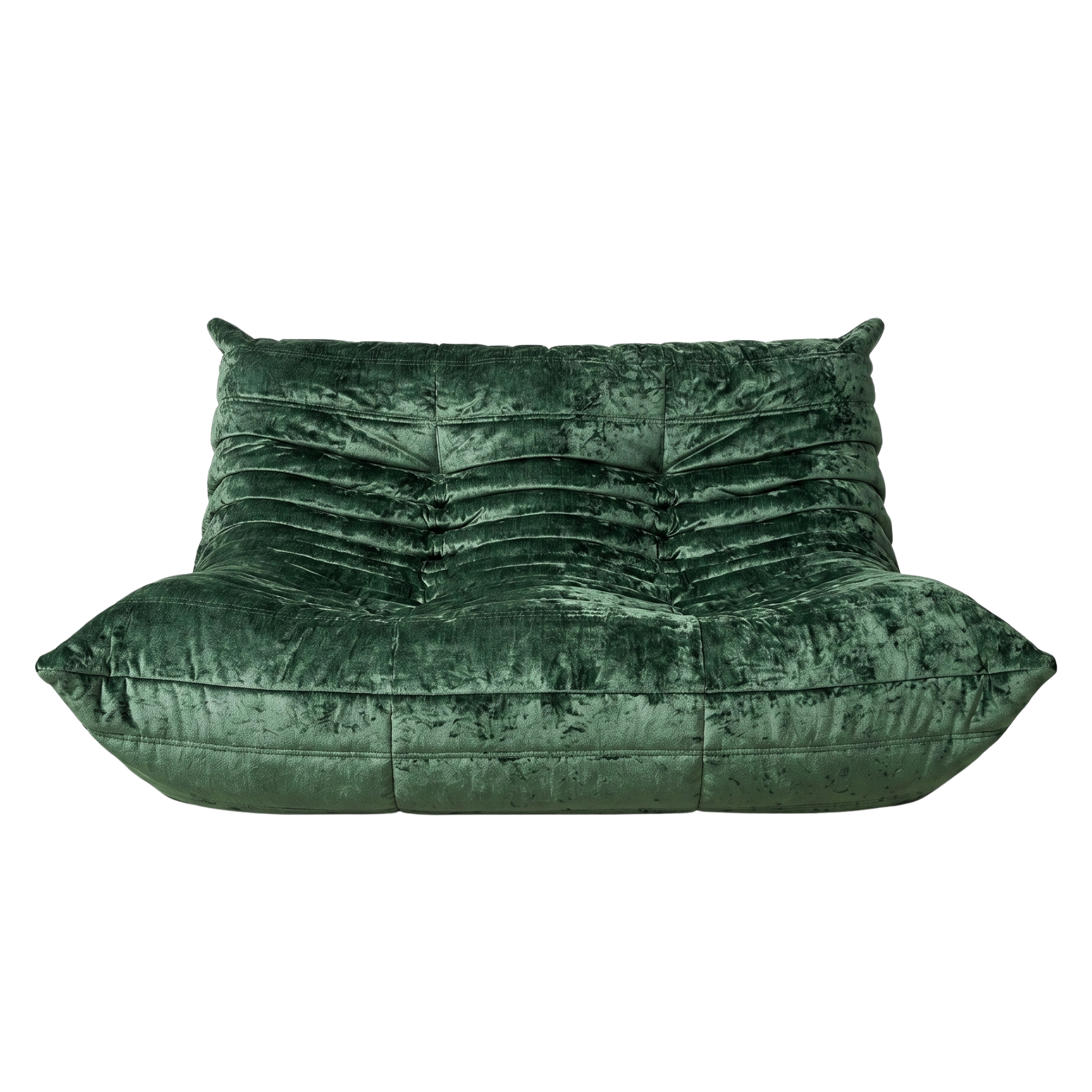 Togo Sofa 2-Seater Washed Velvet Forest Green