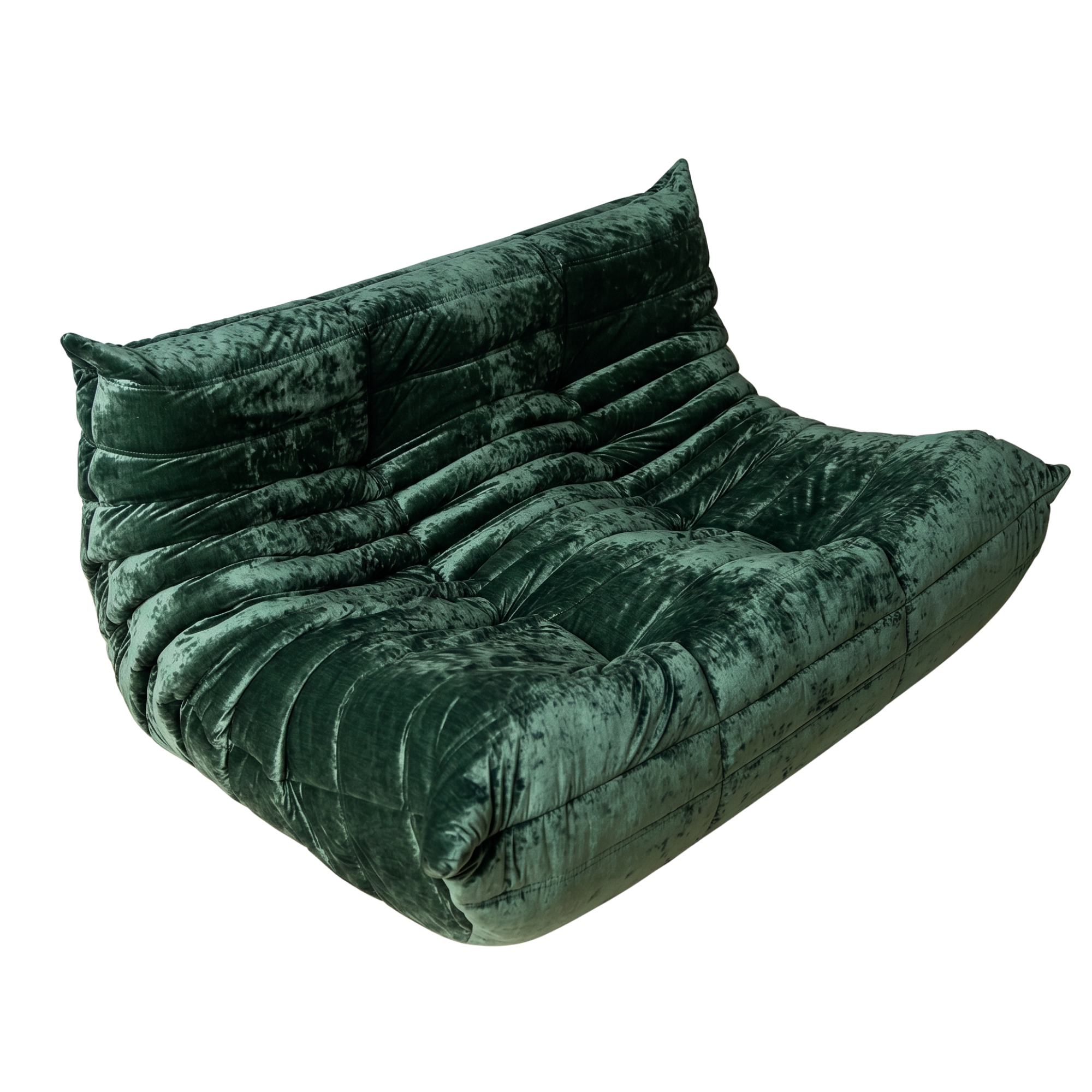Togo Sofa 2-Seater Washed Velvet Forest Green