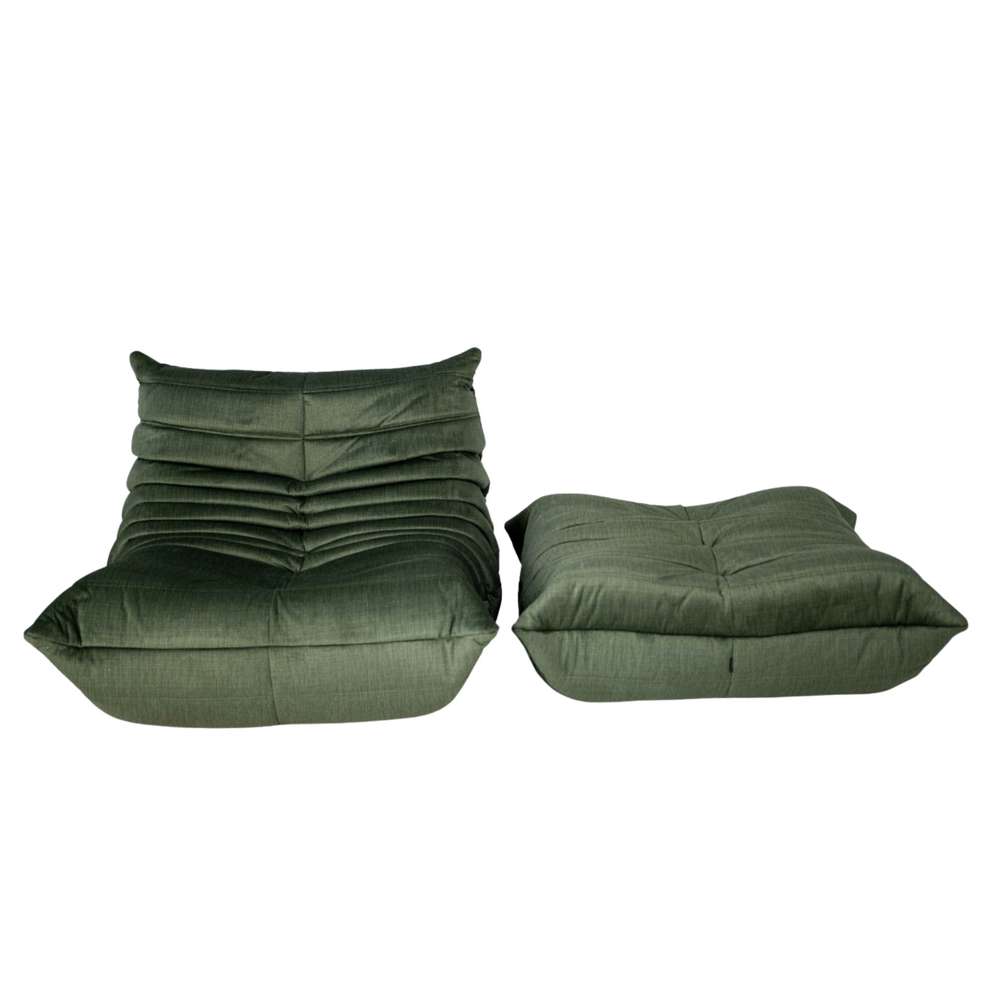 Togo Sessel und Ottoman Set Rib Samt Moss Grün