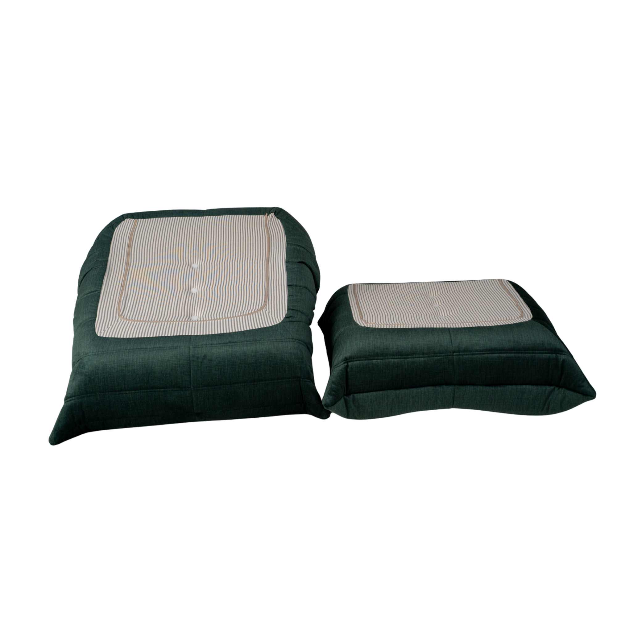 Togo Armchair and Ottoman Set Rib Velvet Spruce Green