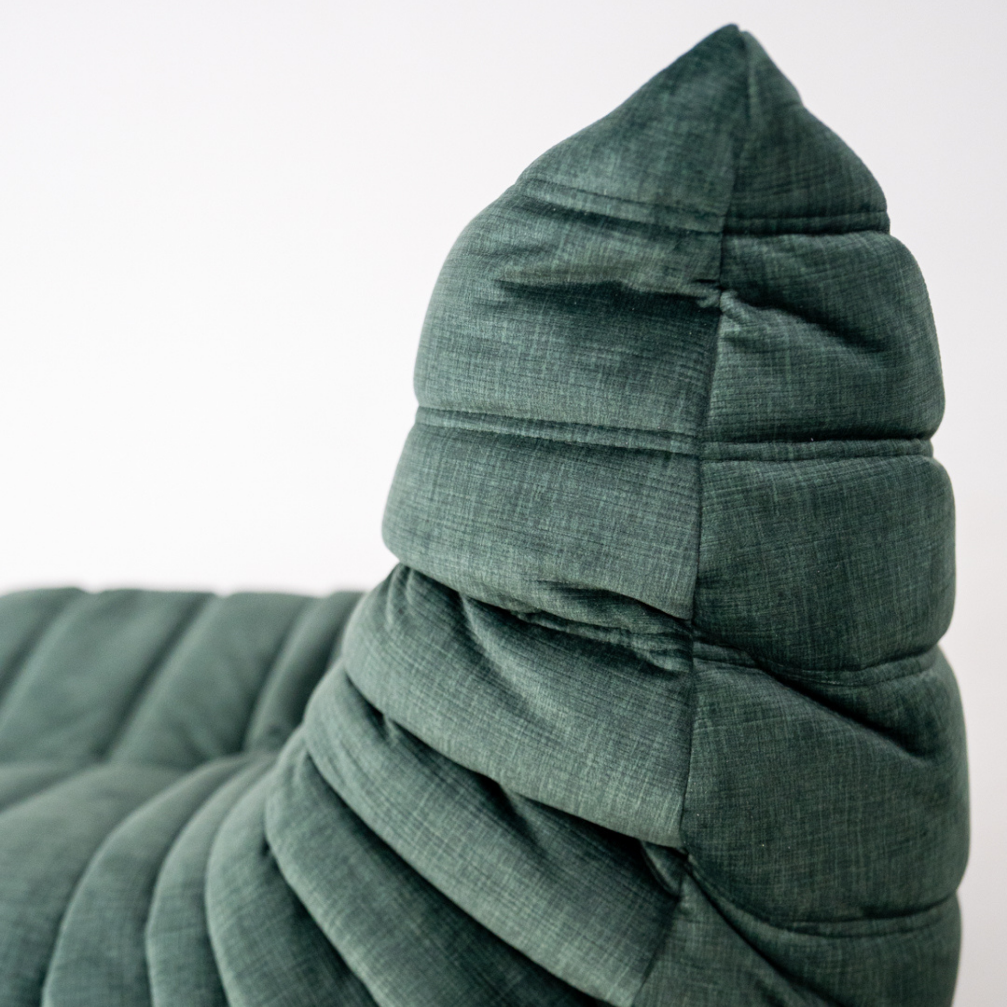 Togo Armchair and Ottoman Set Rib Velvet Spruce Green