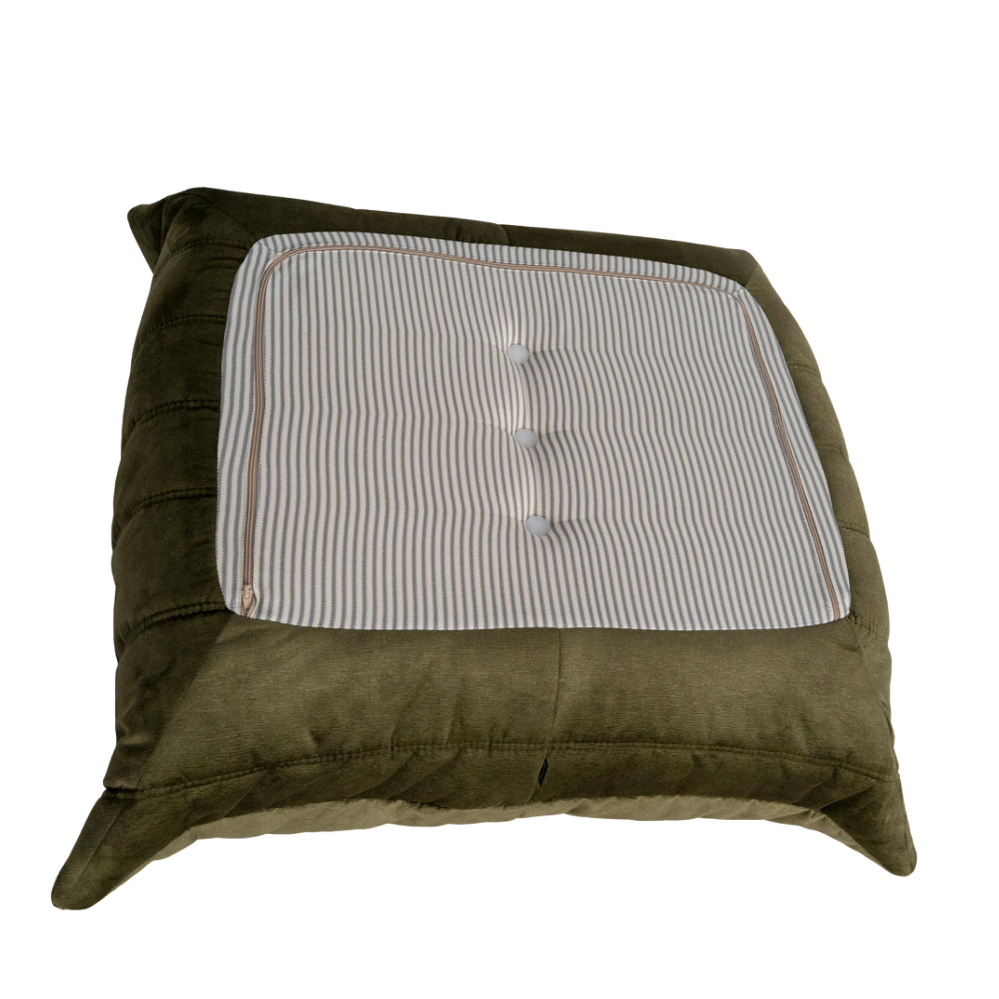 Togo Armchair and Ottoman Set Wave Velvet Olive Green