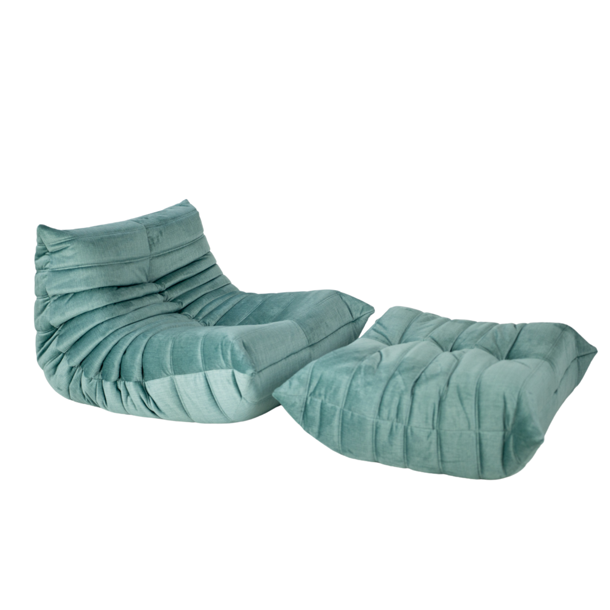 Togo Sessel und Ottoman Set Rib Samt Aqua