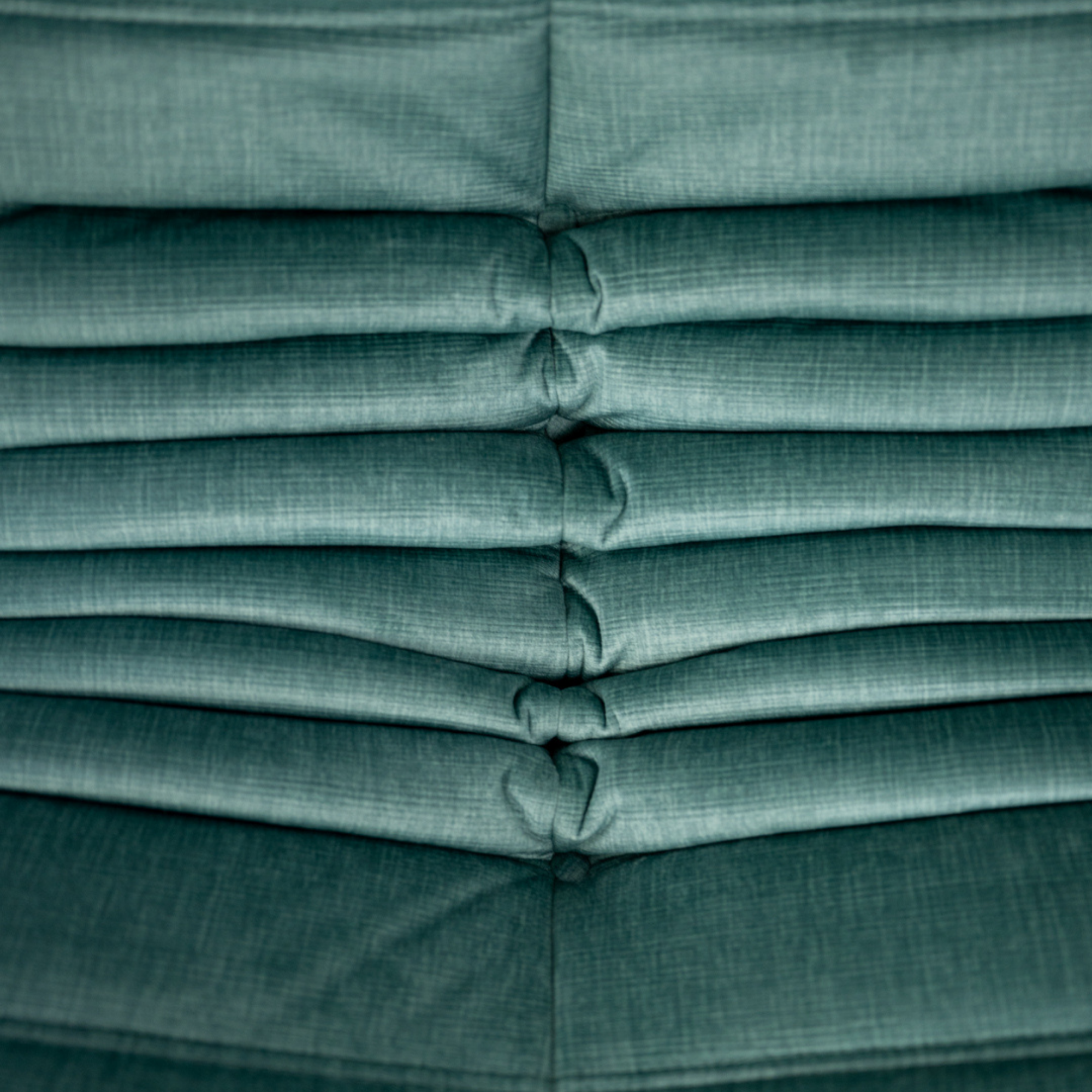 Togo Armchair and Ottoman Set Rib Velvet Aqua