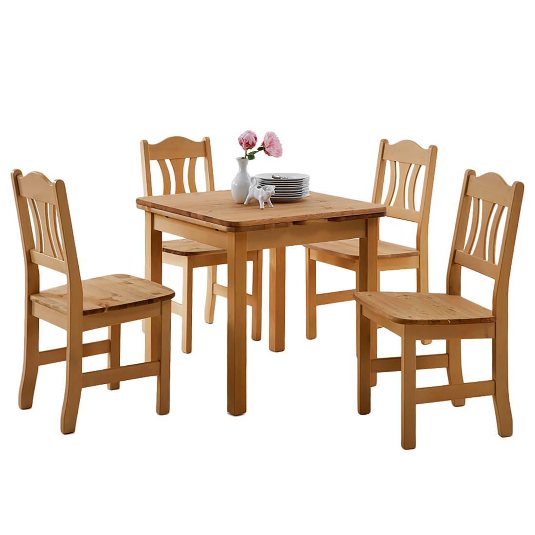 Bastide Dining Table Solid Pine Lye-colored 77x77 cm