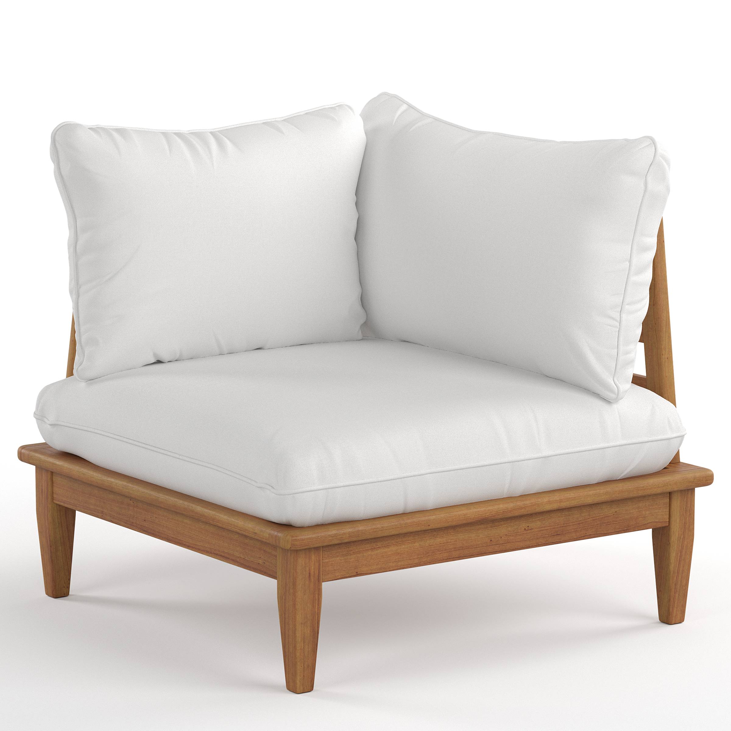Livaro Lounge Corner Element Acacia Solid Woven Fabric Brown Cream