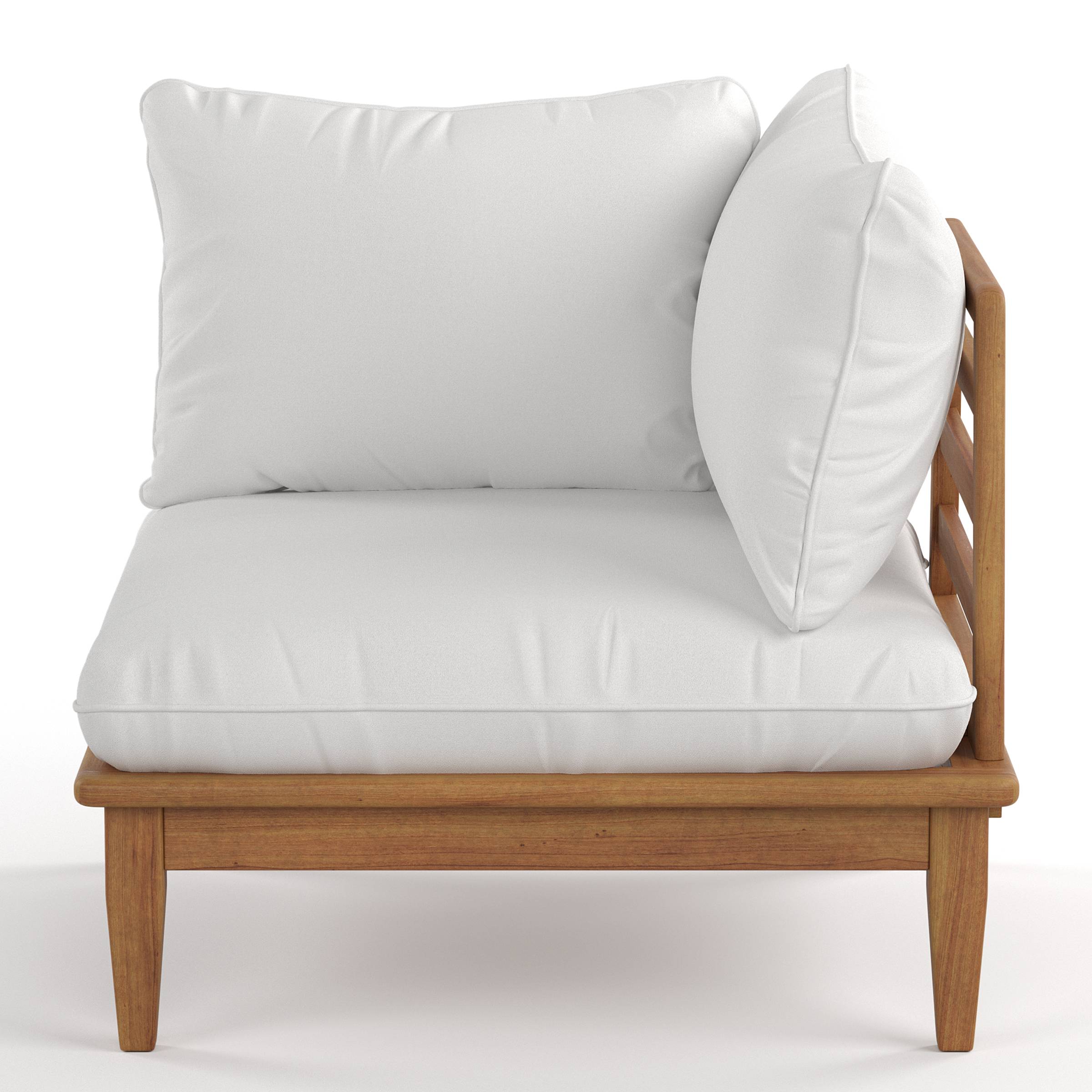 Livaro Lounge Corner Element Acacia Solid Woven Fabric Brown Cream