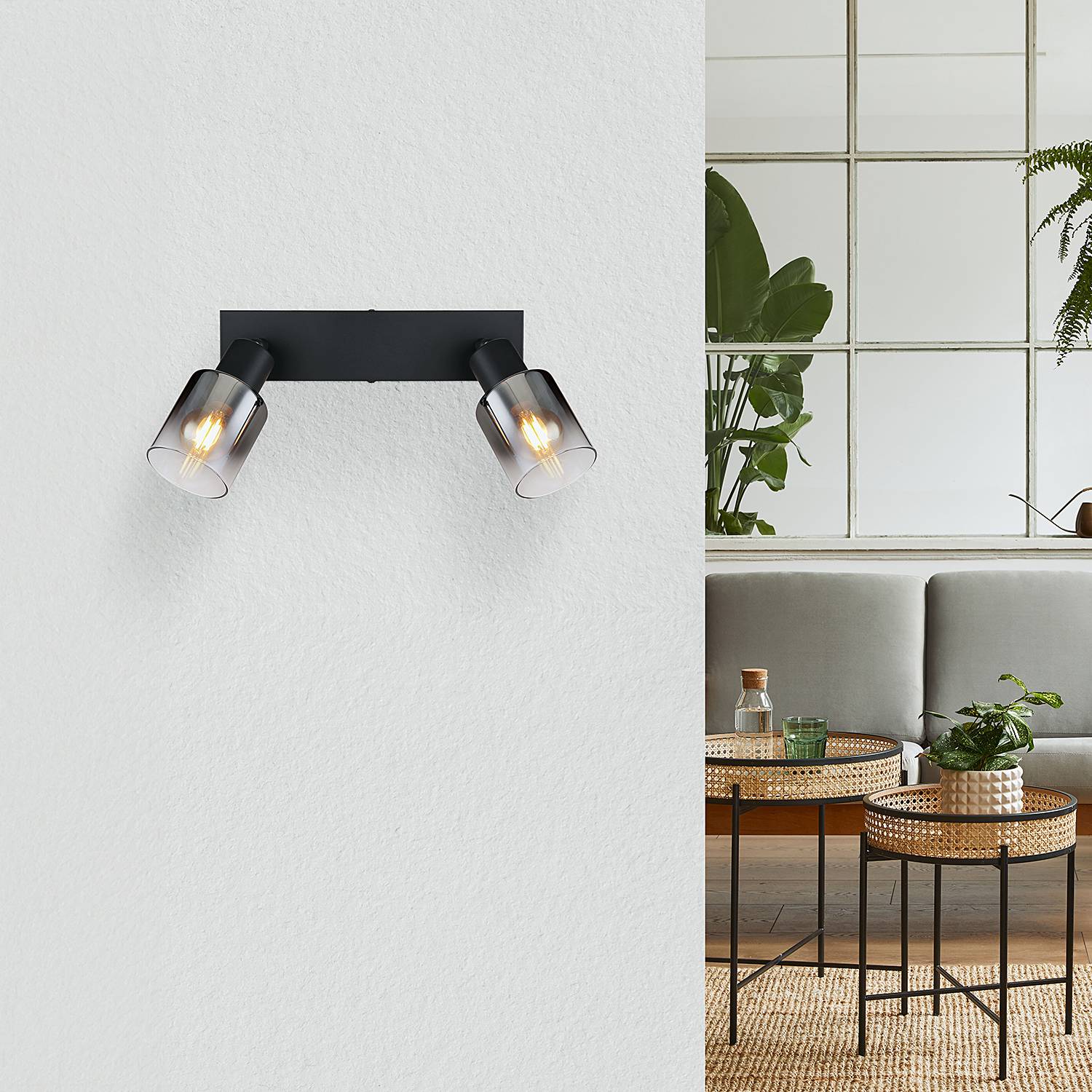 Hubertus Ceiling Light 2-Light Colored Glass Iron
