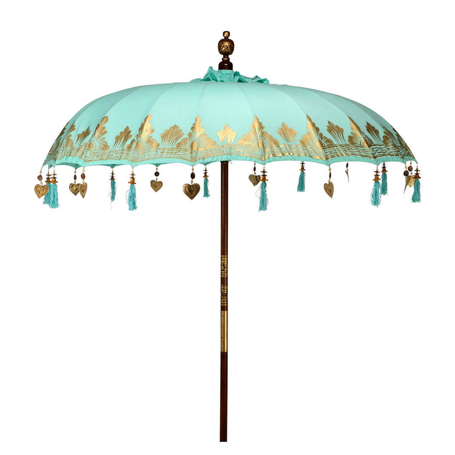 ORIENTAL LOUNGE Parasol Cotton Fabric Fruitwood Turquoise