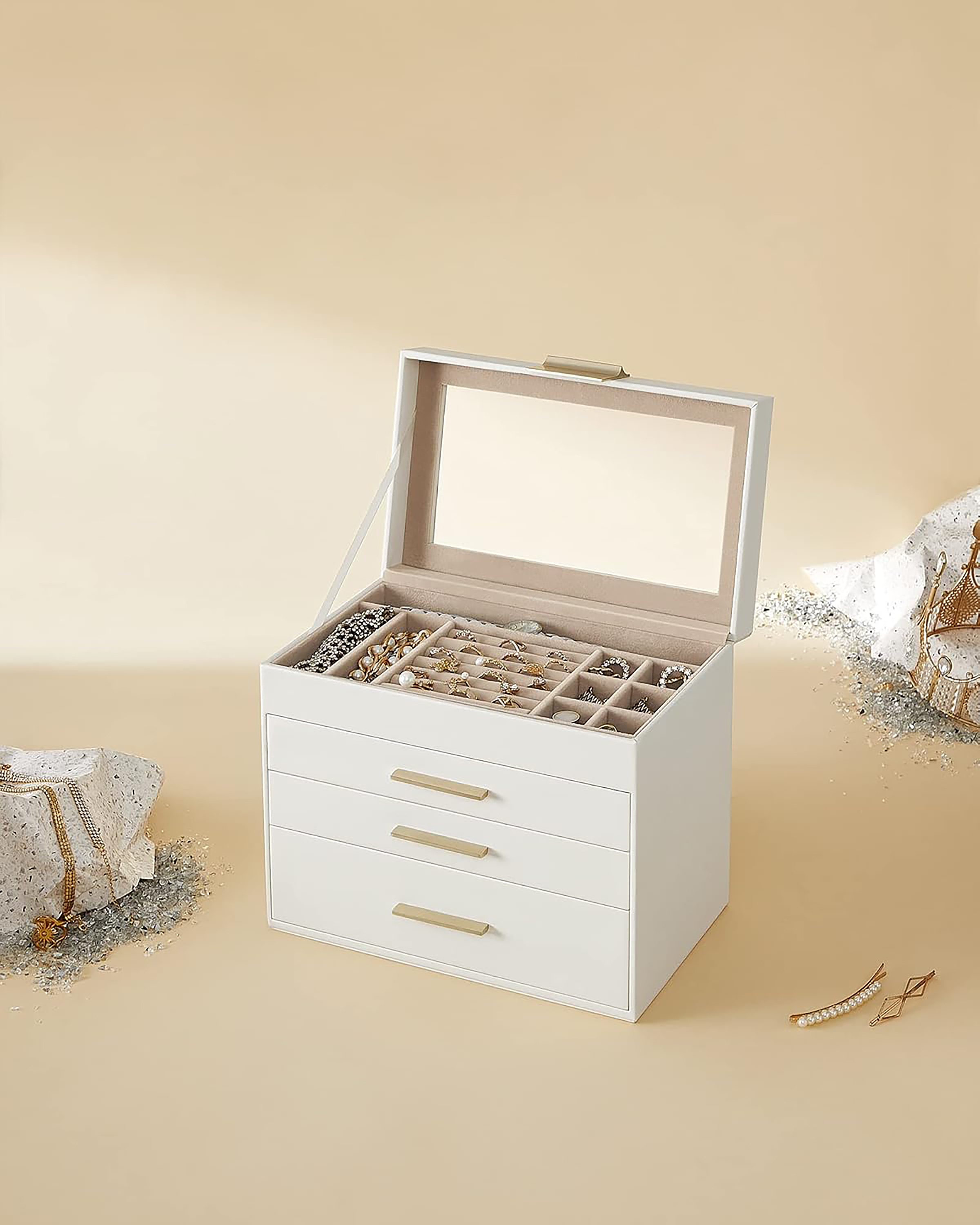 Ruika Jewelry Box Velvet White 25x21x16 cm