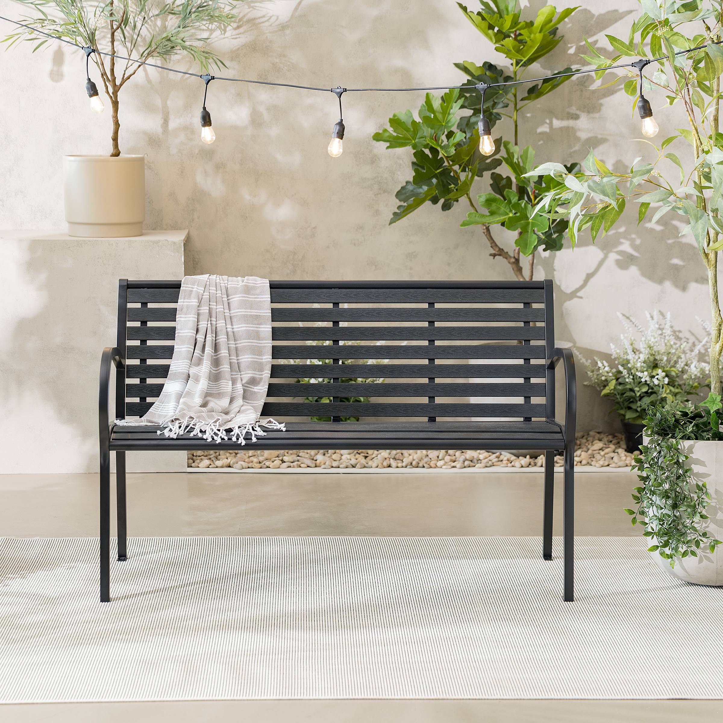 Jimbo Garden Bench Steel Polywood Black