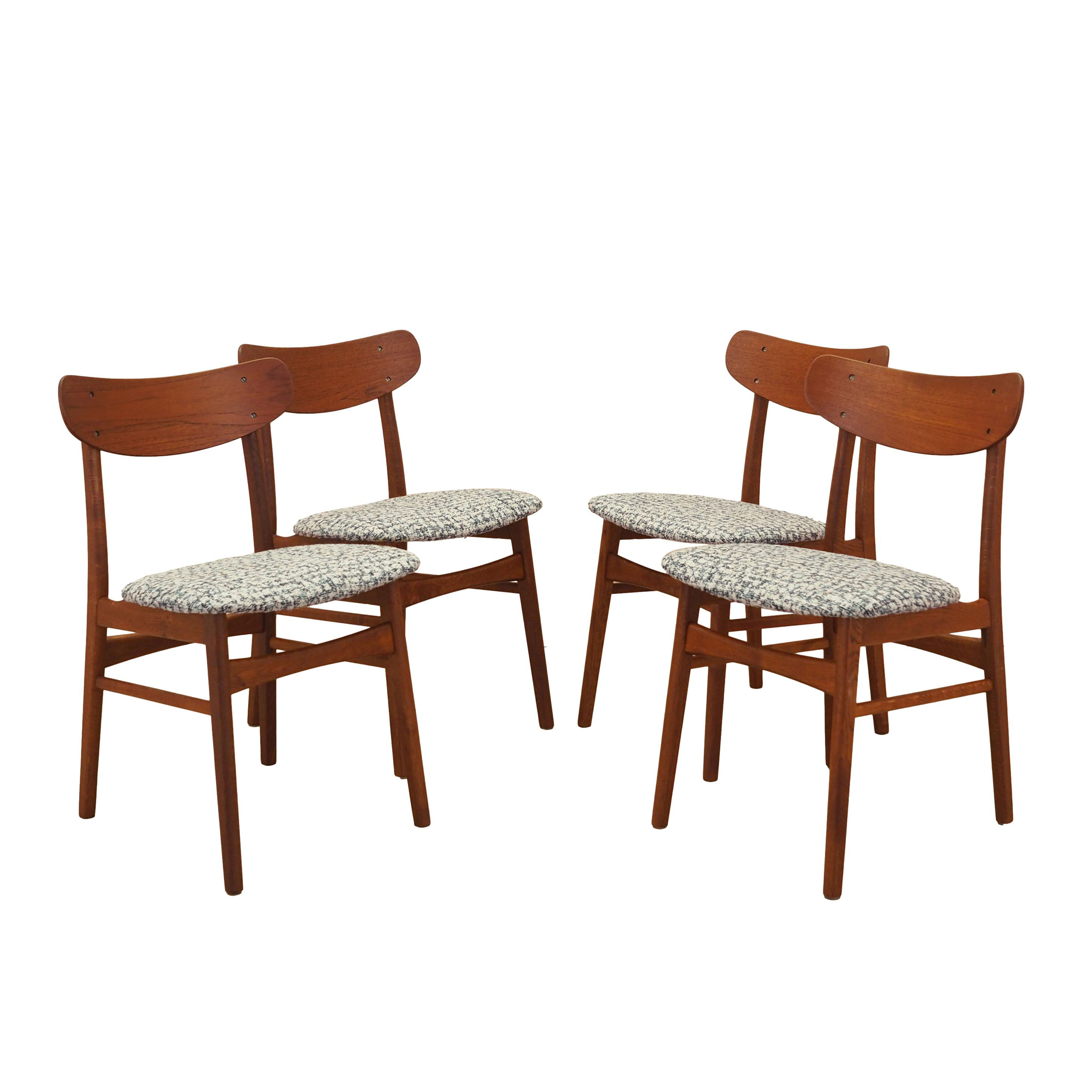 Vierer-Set Teak-Stühle 1970er Jahre Braun