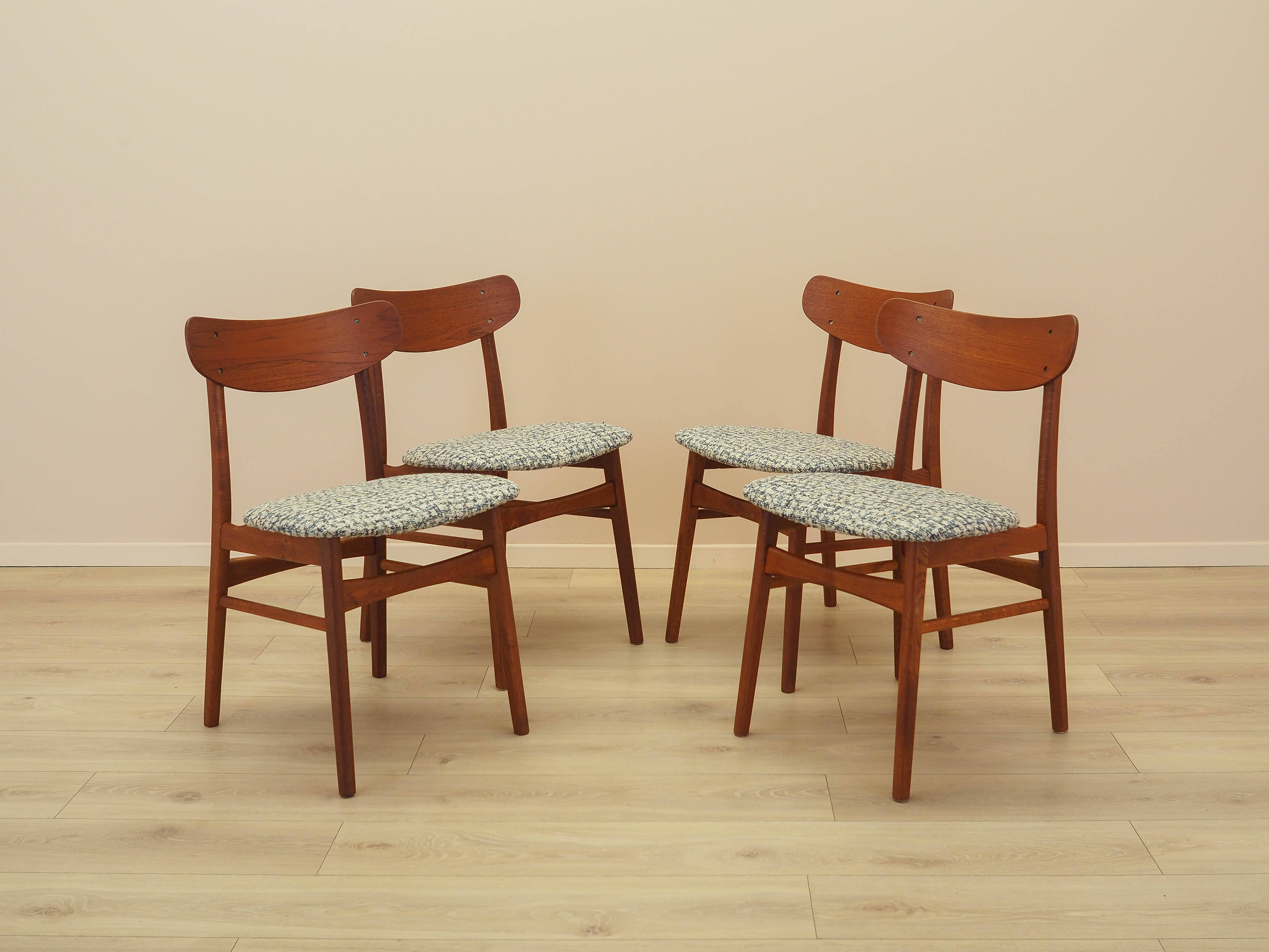 Set of four teak chairs 1970s Brown