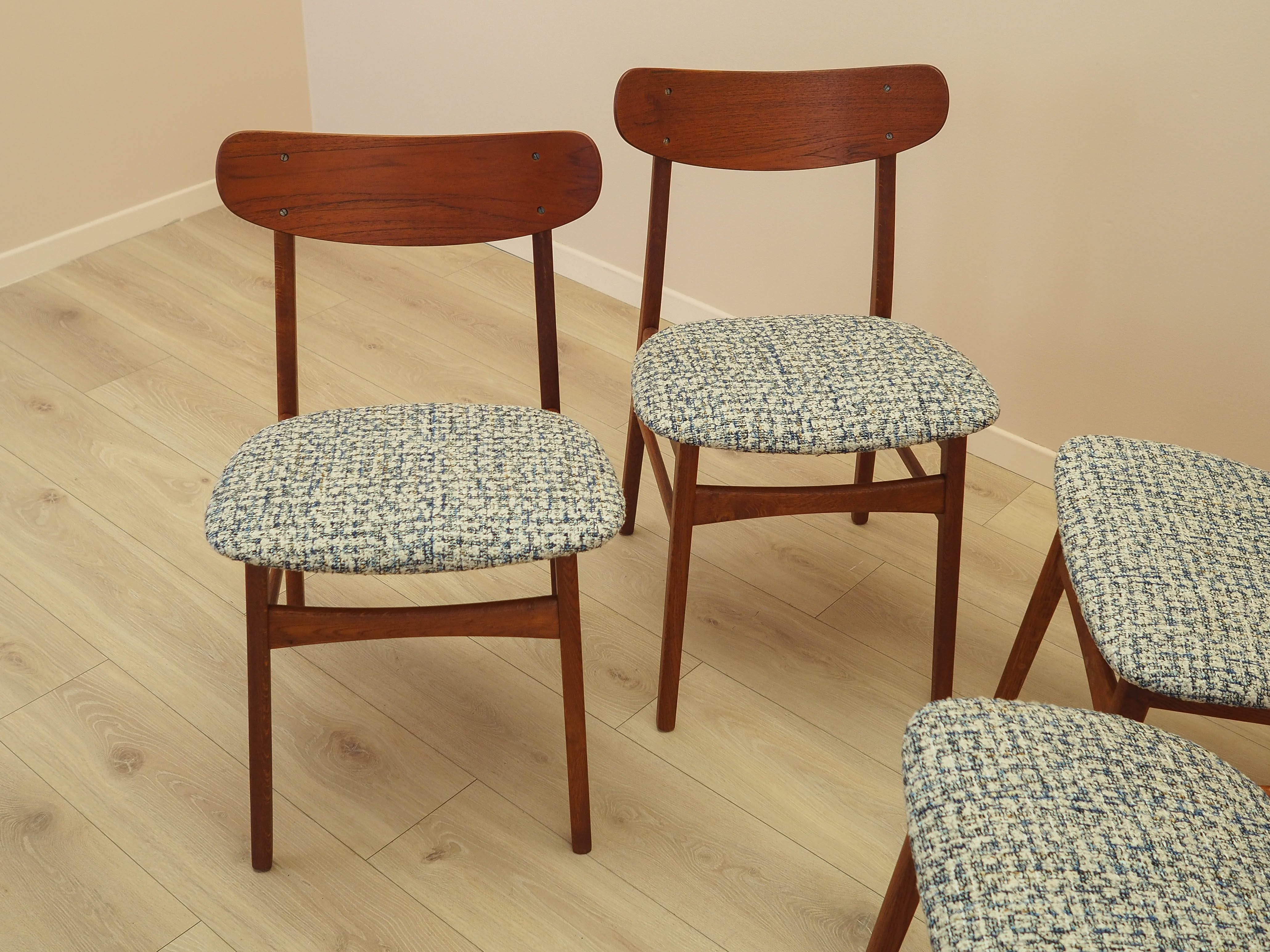 Set of four teak chairs 1970s Brown