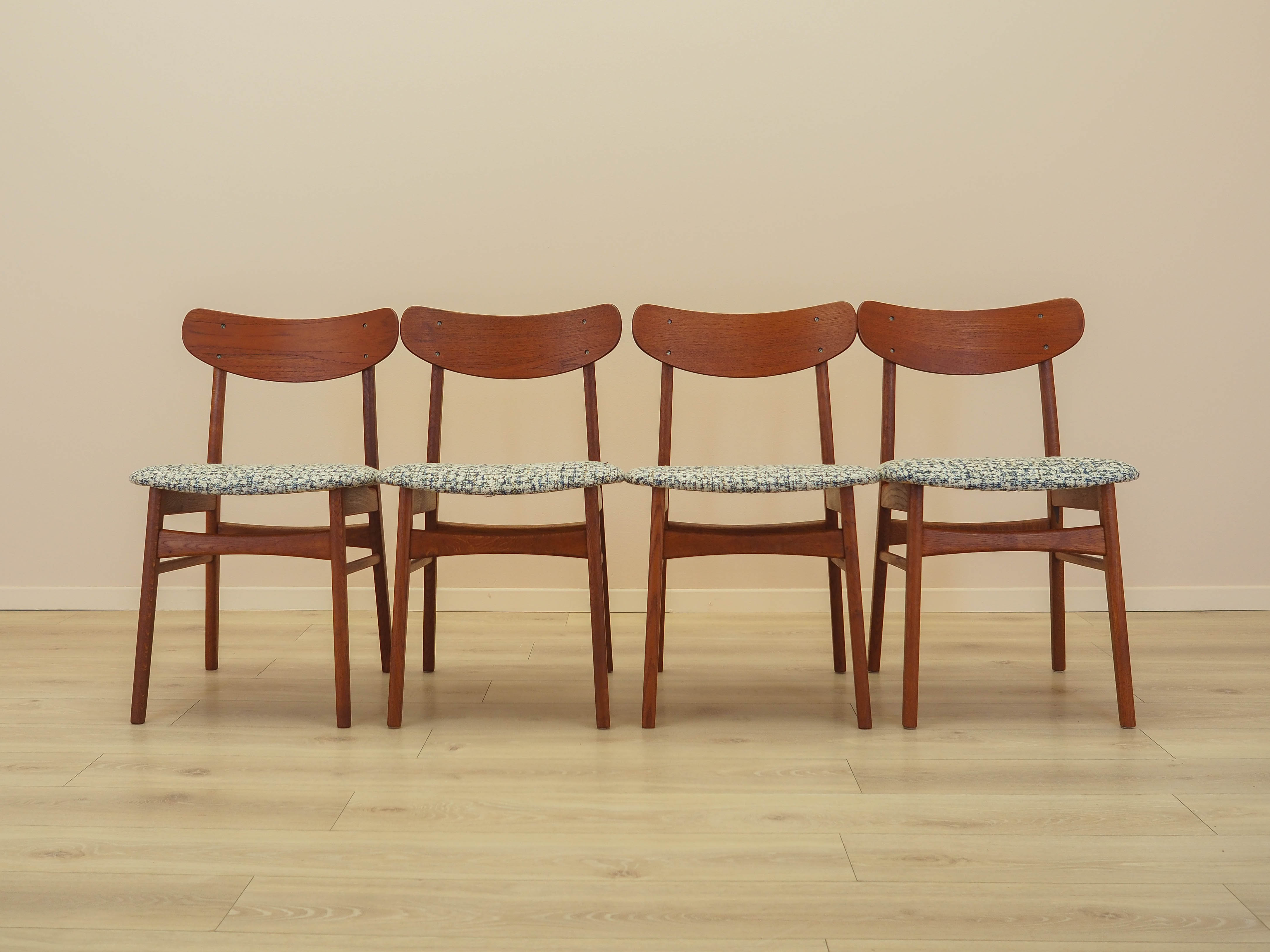 Set of four teak chairs 1970s Brown