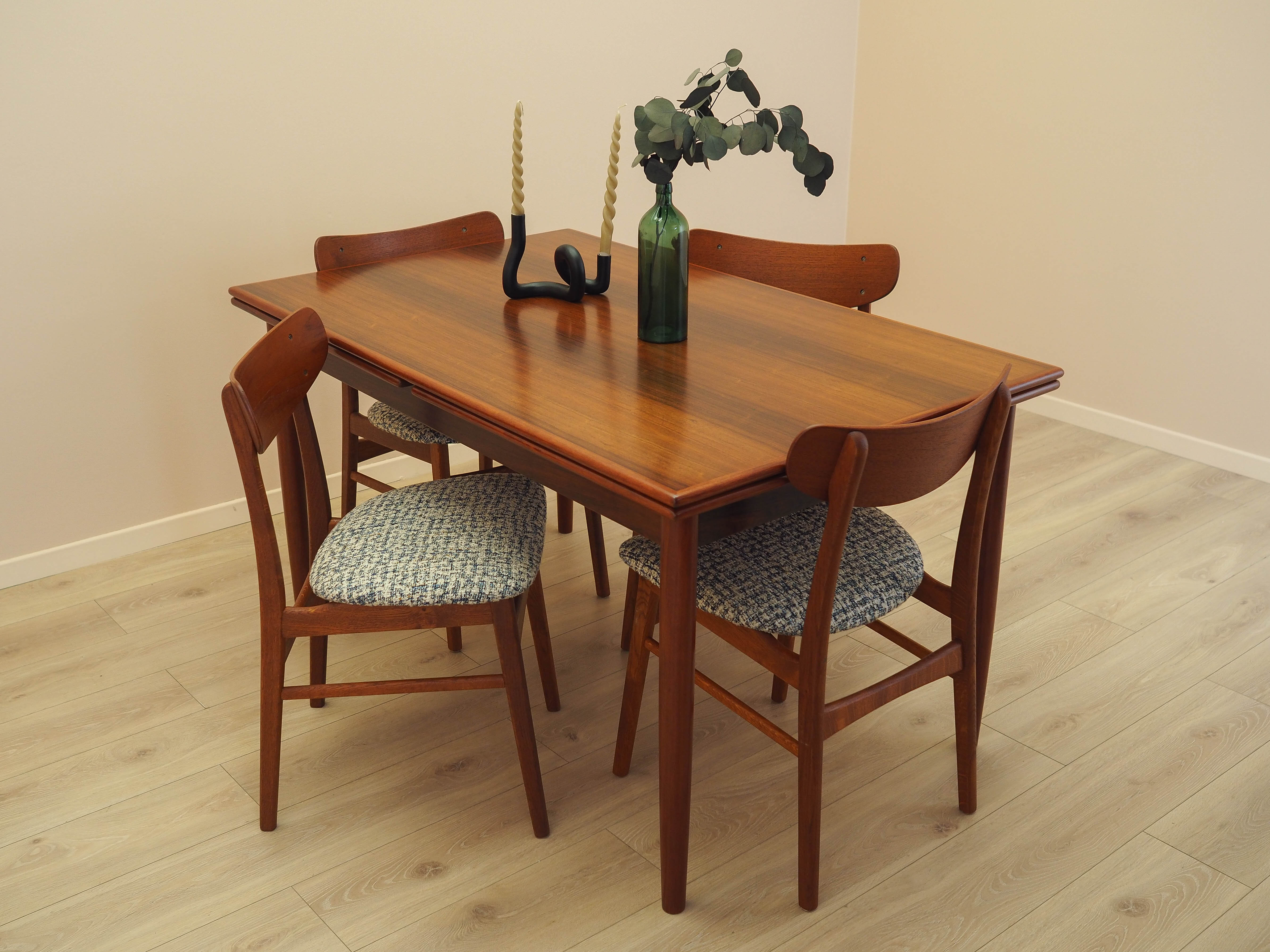 Set of four teak chairs 1970s Brown