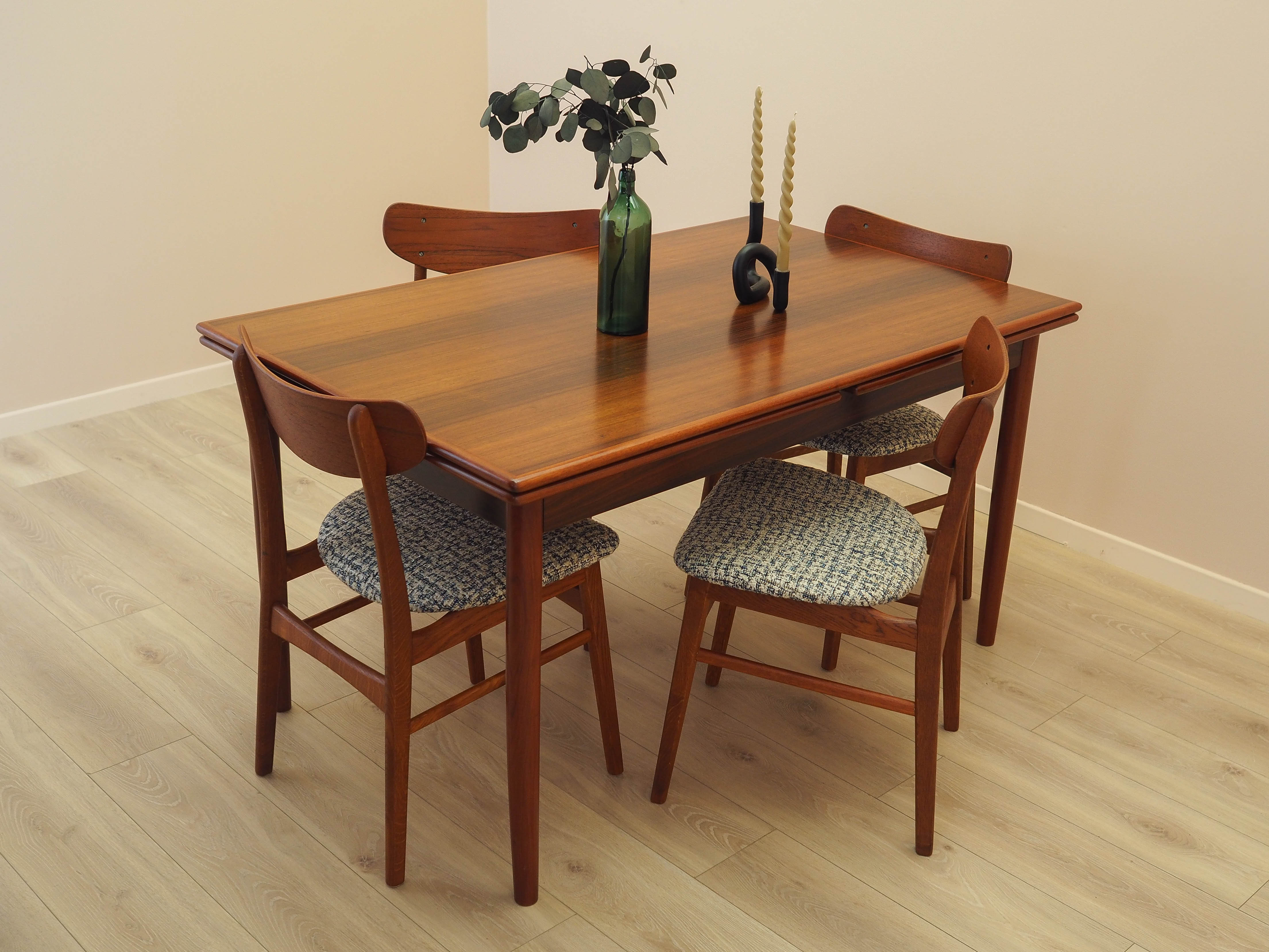 Set of four teak chairs 1970s Brown