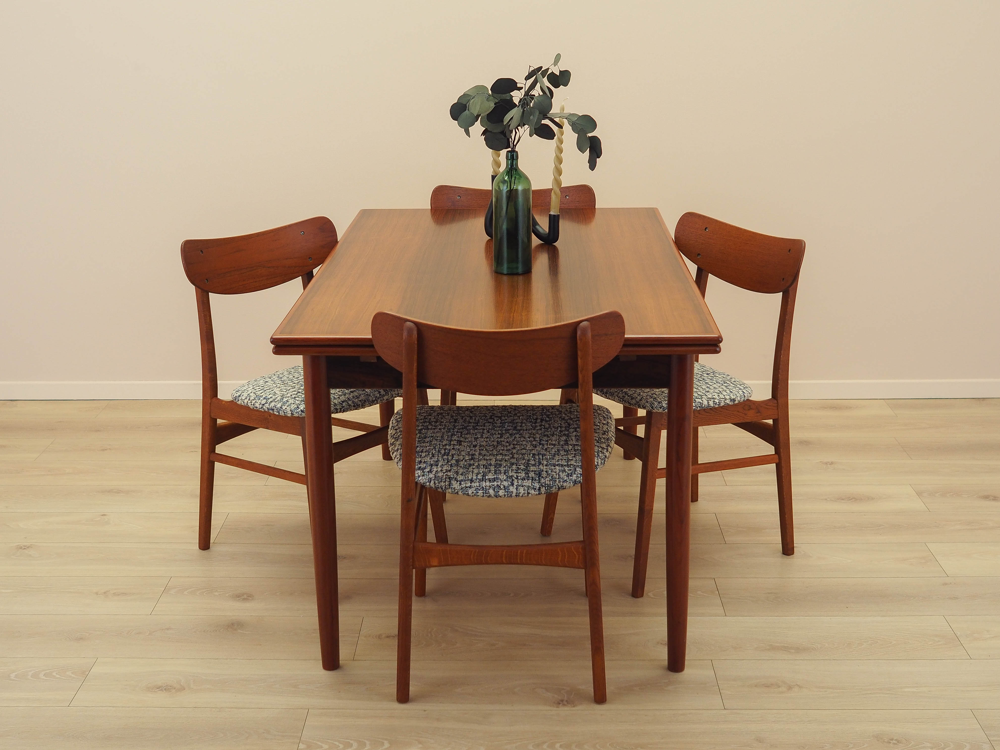 Set of four teak chairs 1970s Brown