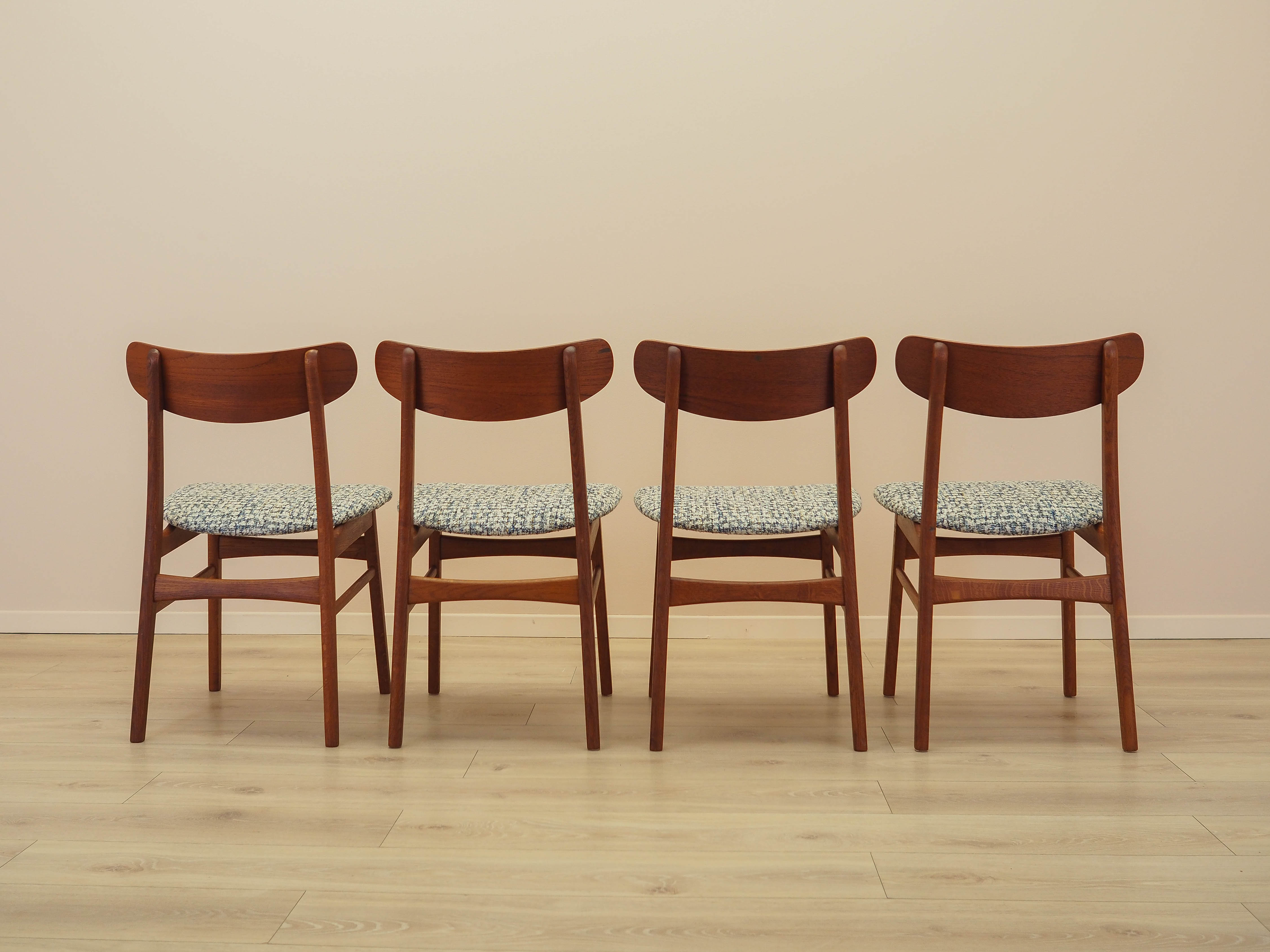 Set of four teak chairs 1970s Brown