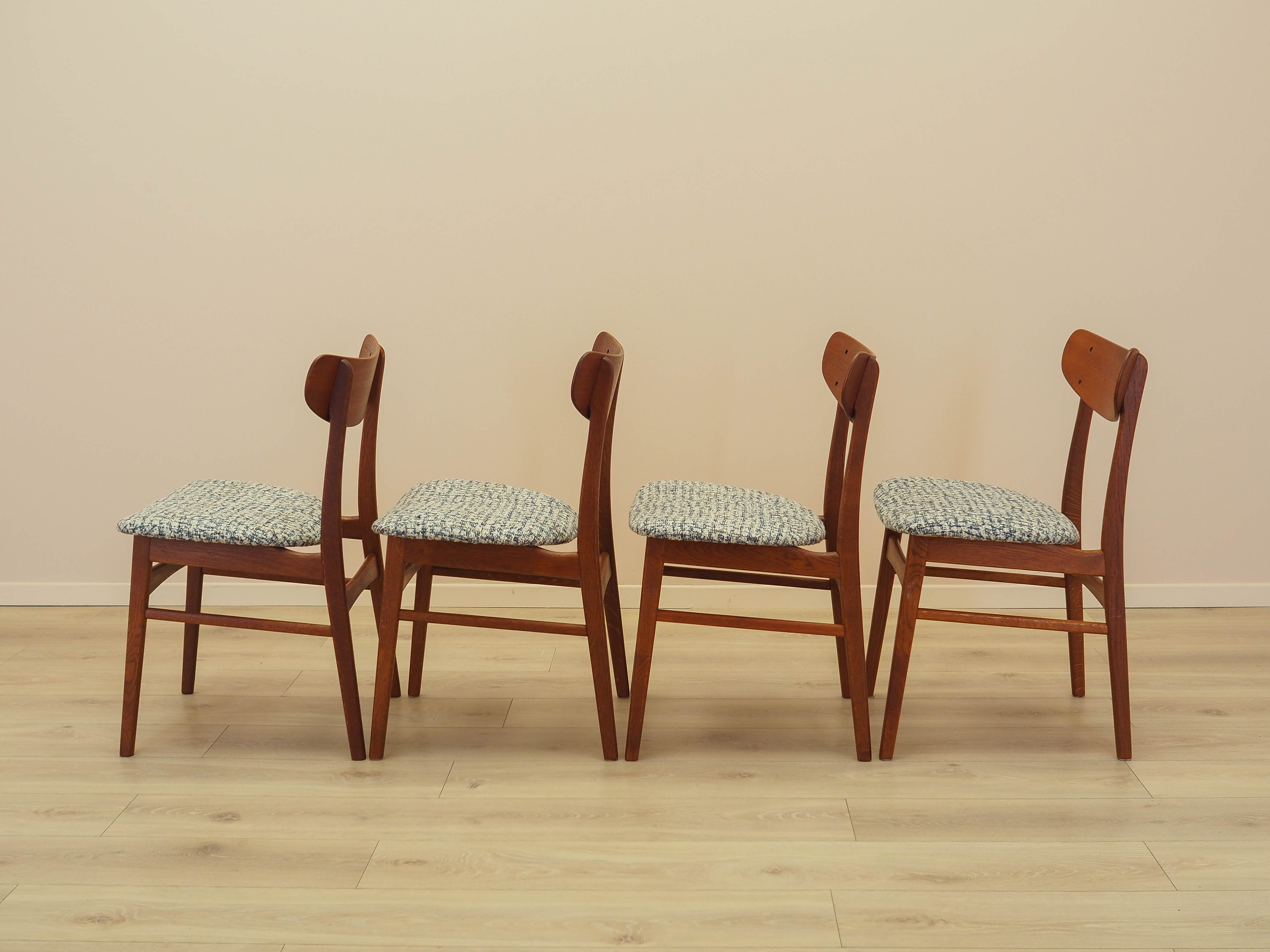 Set of four teak chairs 1970s Brown