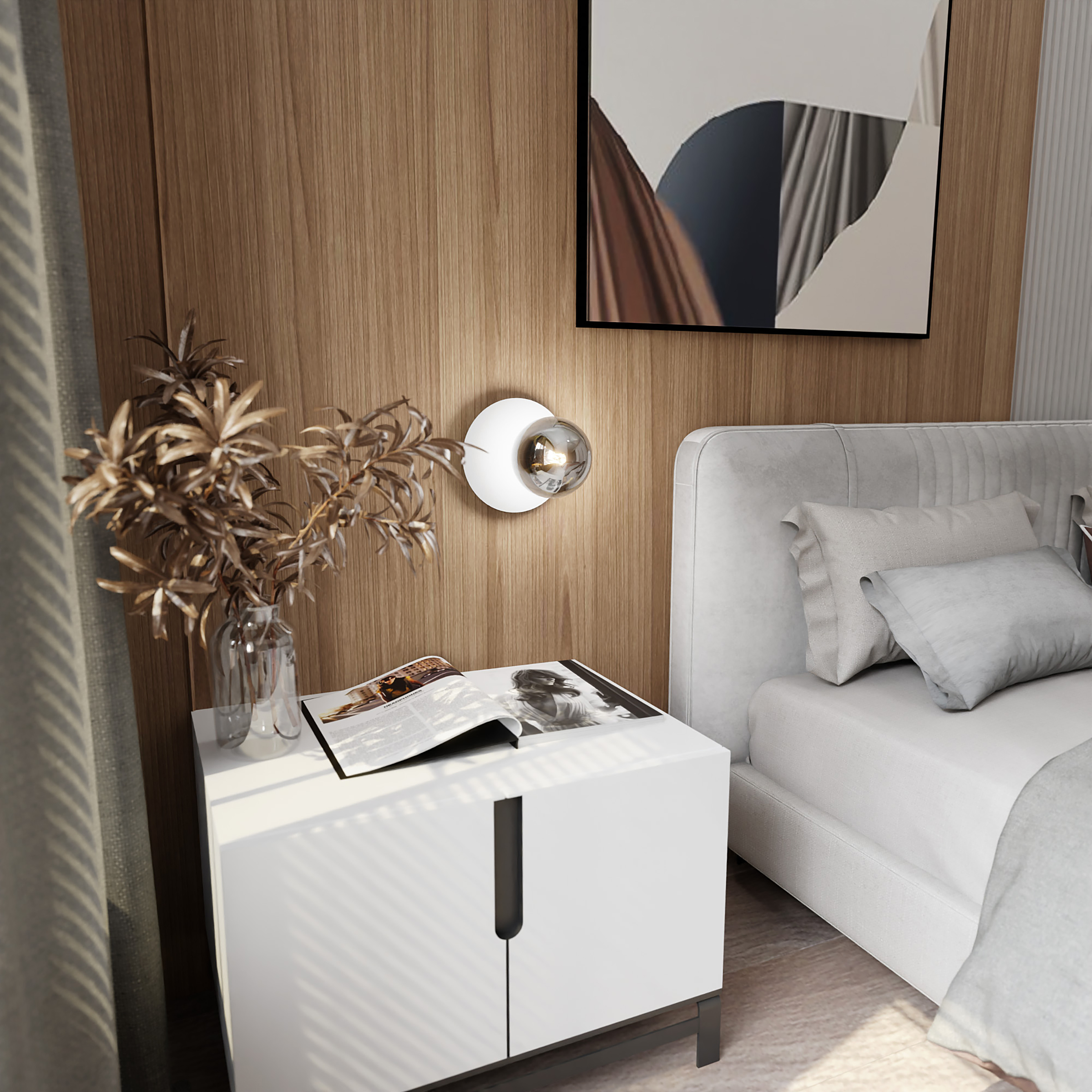 Oslo Wall Lamp Steel Smoked Glass White Black