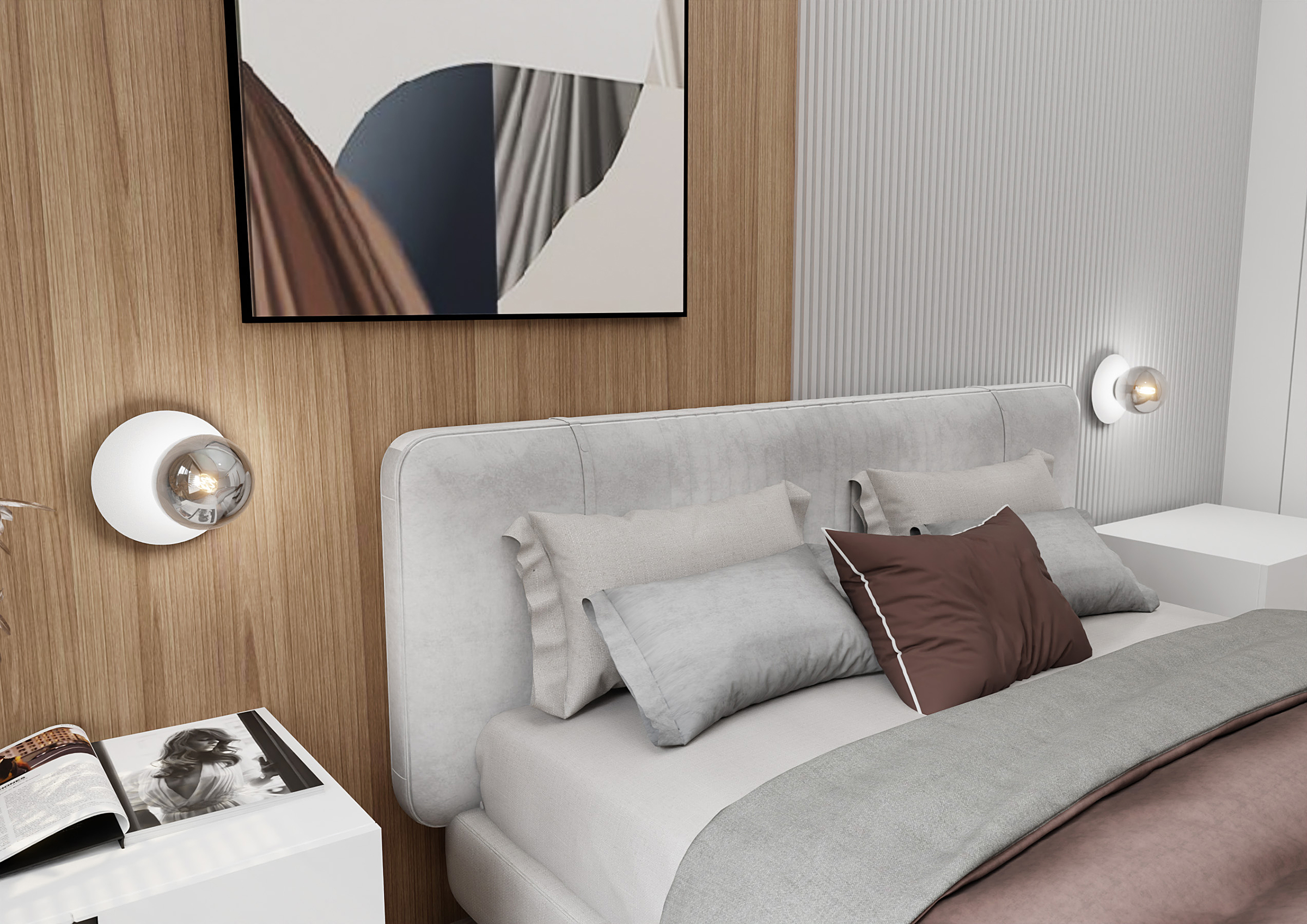 Oslo Wall Lamp Steel Smoked Glass White Black