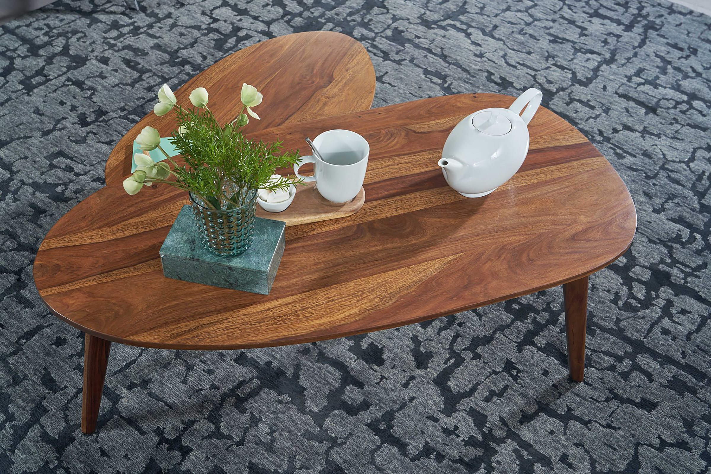 Latexo 2x Coffee Table Solid Wood Brown