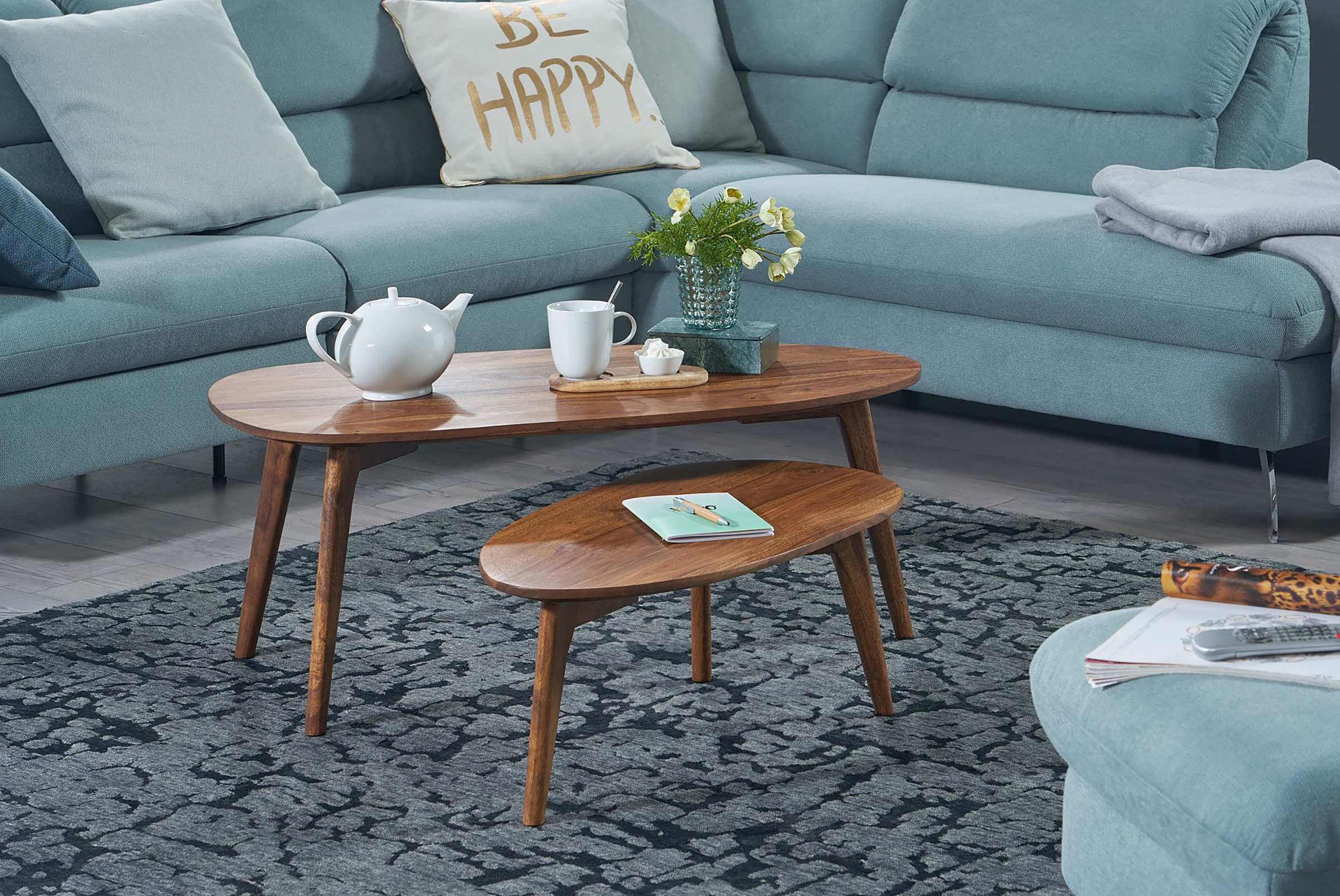 Latexo 2x Coffee Table Solid Wood Brown