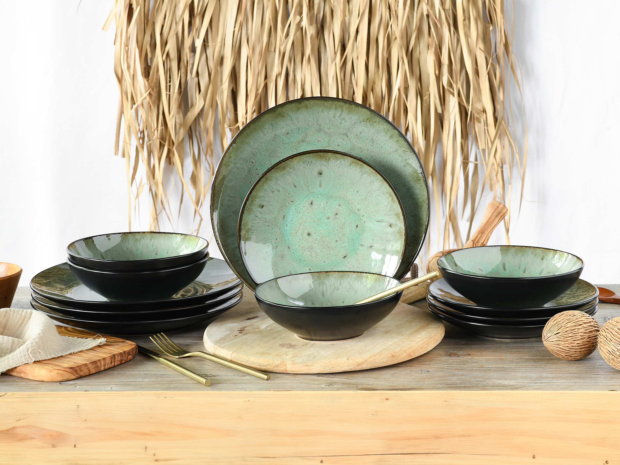 Jawa 12x Plate Set Stoneware Multicolored