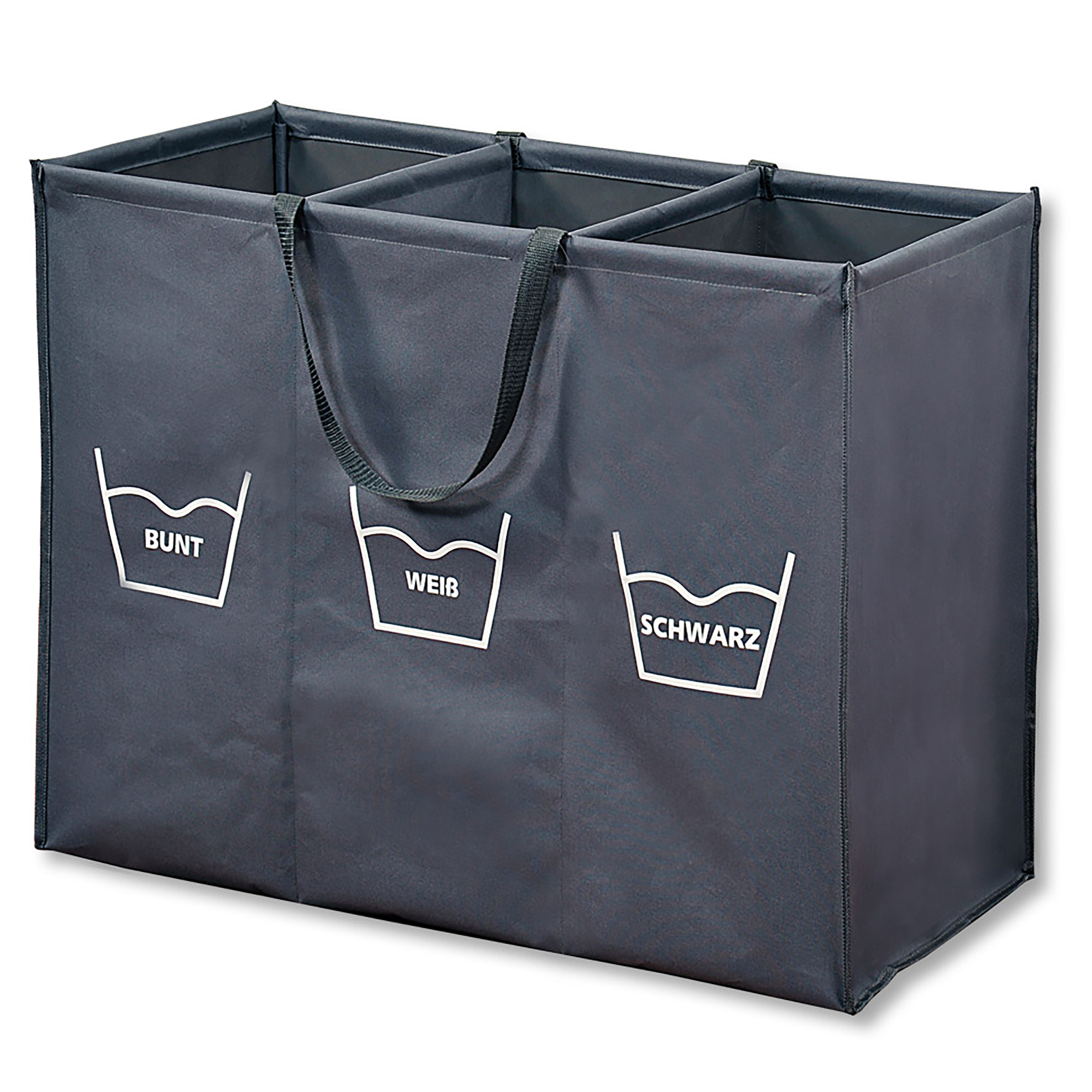 Ankay Laundry Basket 3-Compartment Divider Bamboo Grey