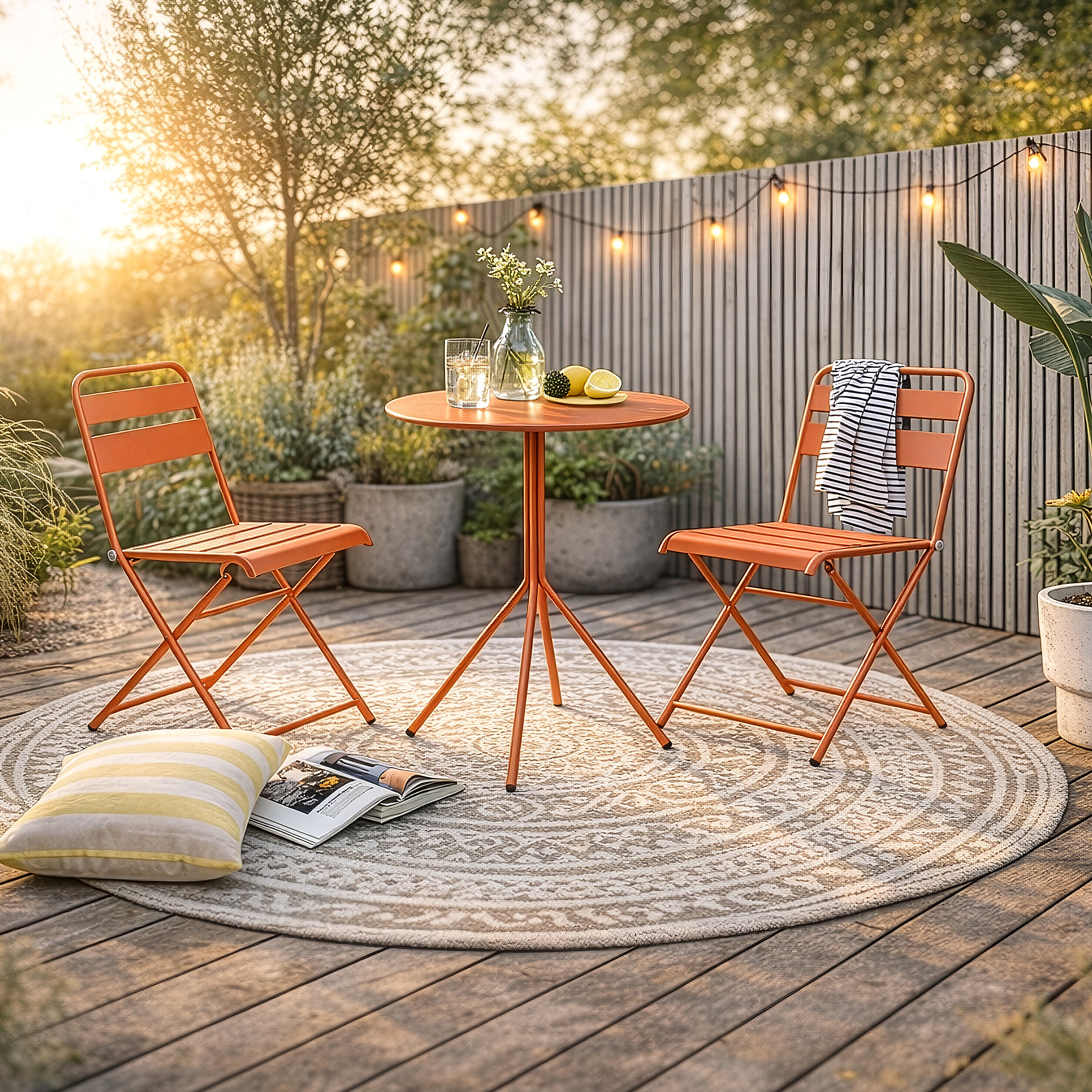 RENDEZVOUS Bistro Table Steel Orange Red Ø60 cm