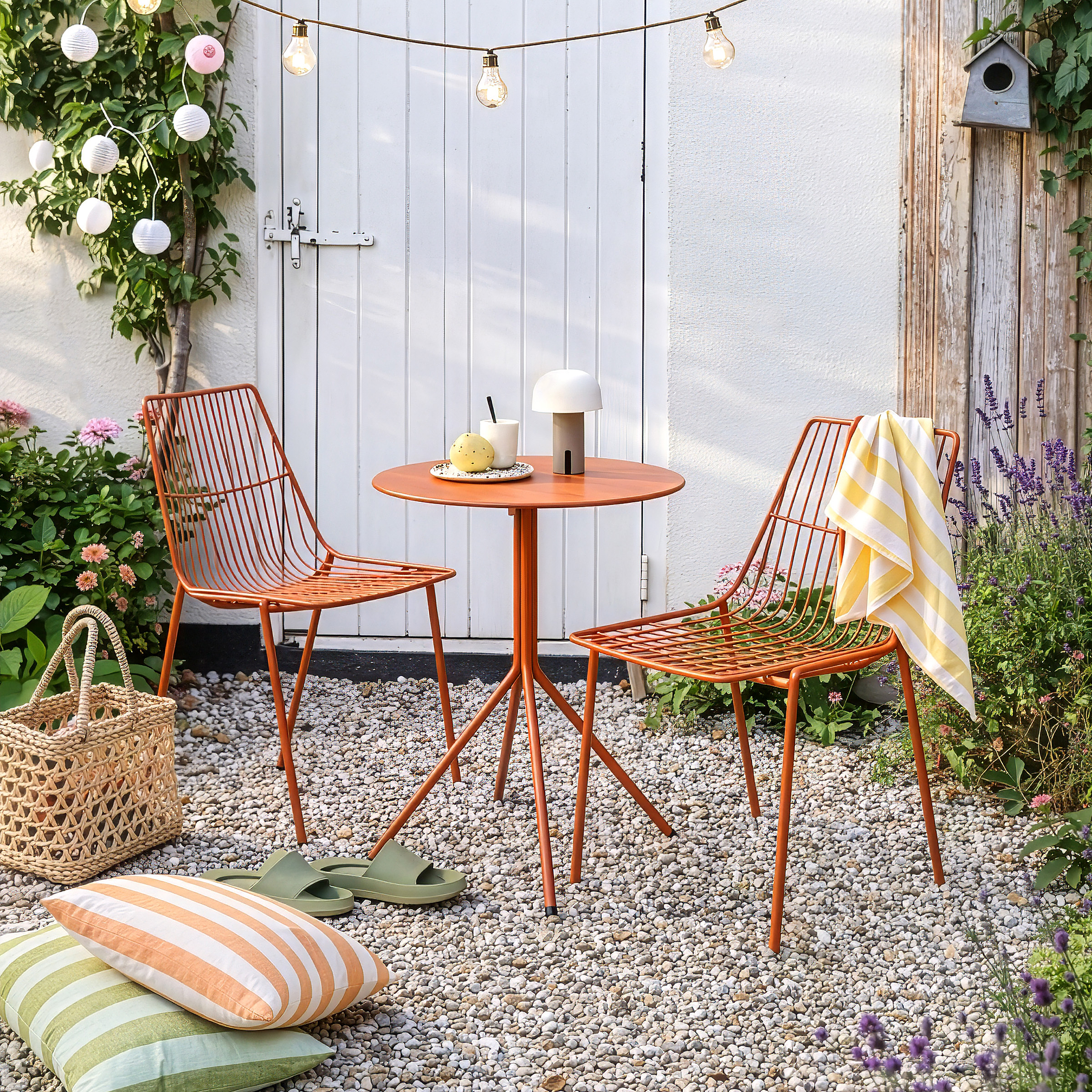 RENDEZVOUS Bistro Table Steel Orange Red Ø60 cm