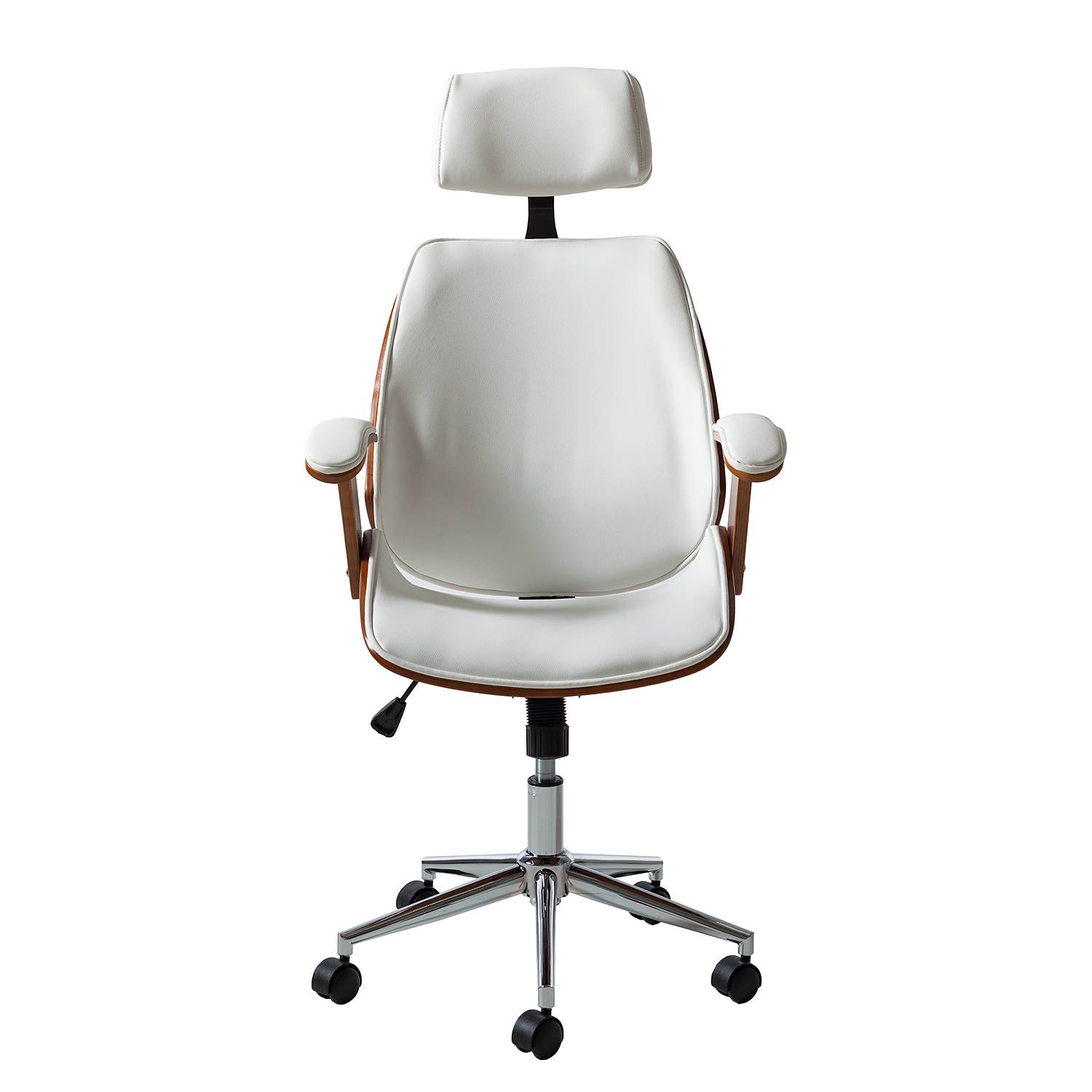 Viiki Office Swivel Chair Faux Leather Steel White Walnut