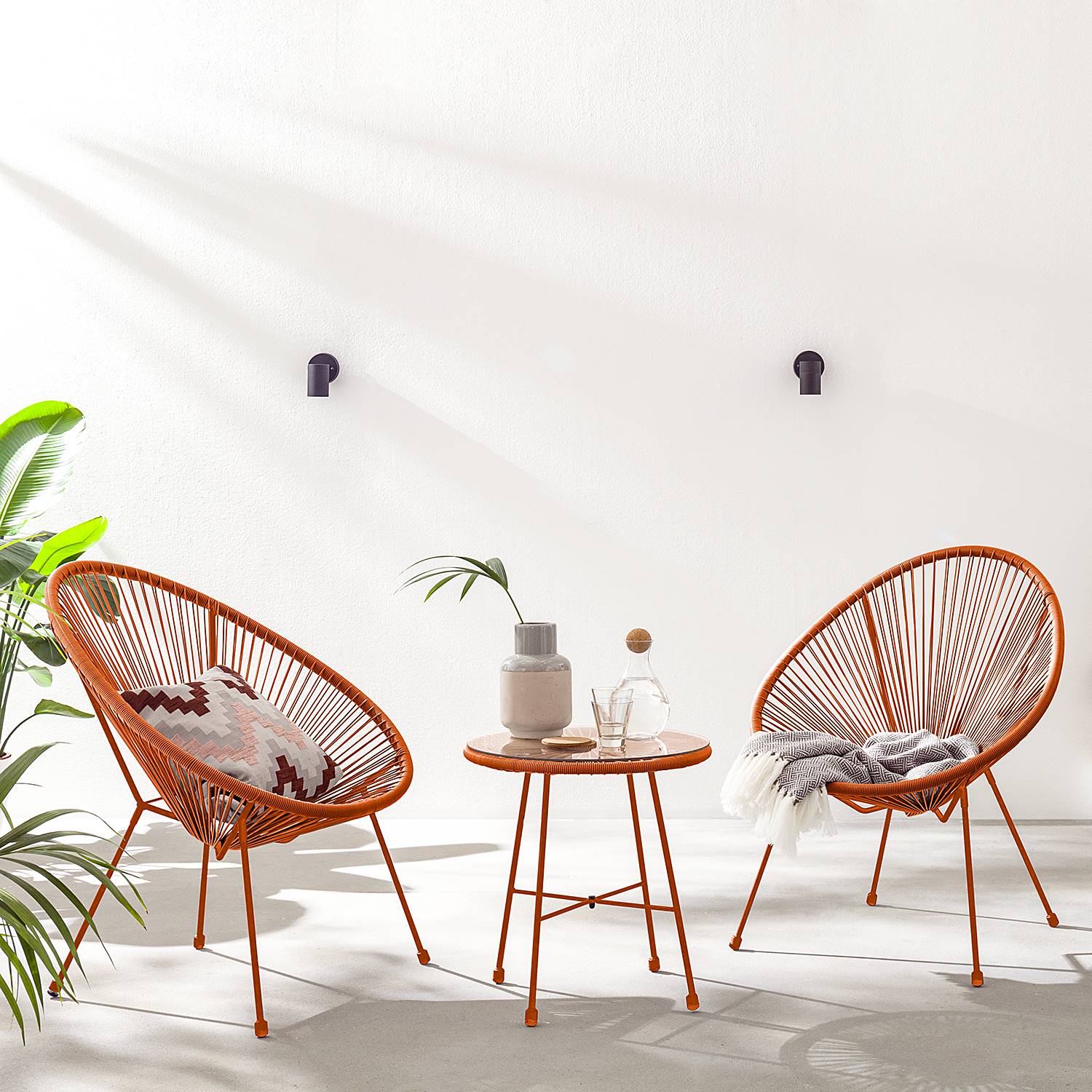 Copacabana Sitzgruppe 3-Teilig Stahl Polyrattan Terracotta