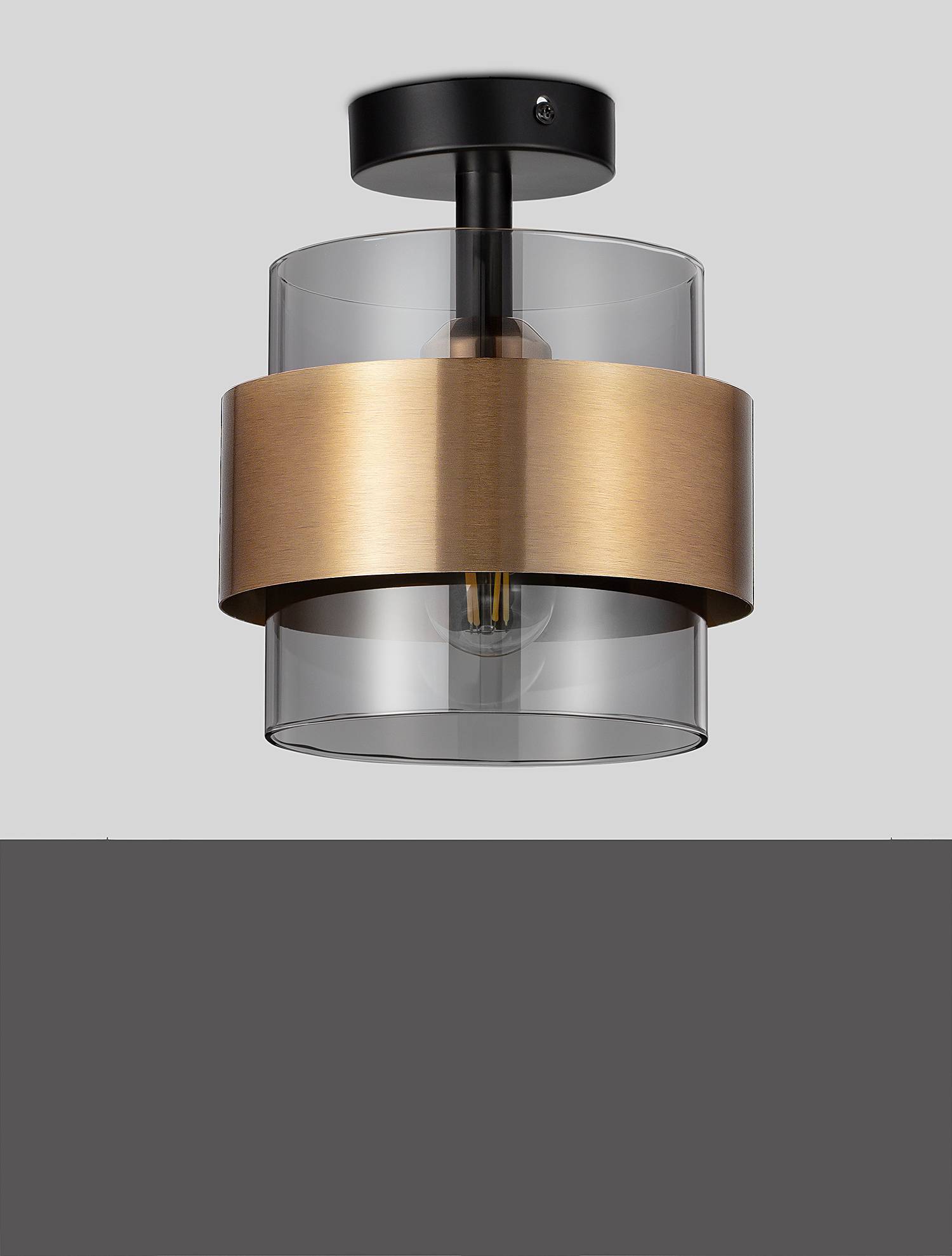 Sianna Ceiling Light 1-Light Type A Smoked Glass Gold