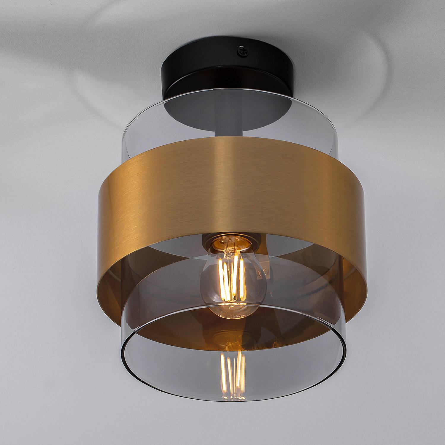 Sianna Deckenleuchte  1-Flammig Typ A Rauchglas Gold