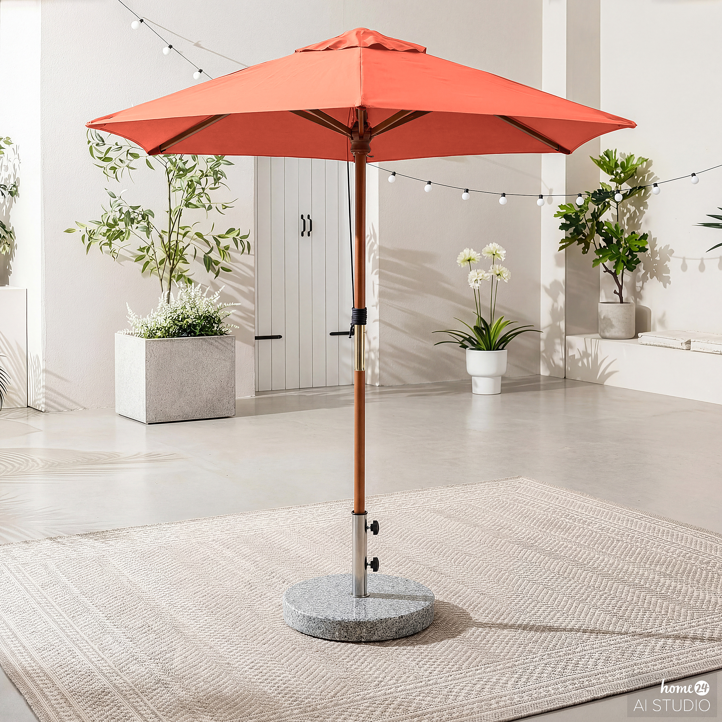 Sombrilla Sonnenschirm Eukalyptus Massiv Terracotta Ø200 cm