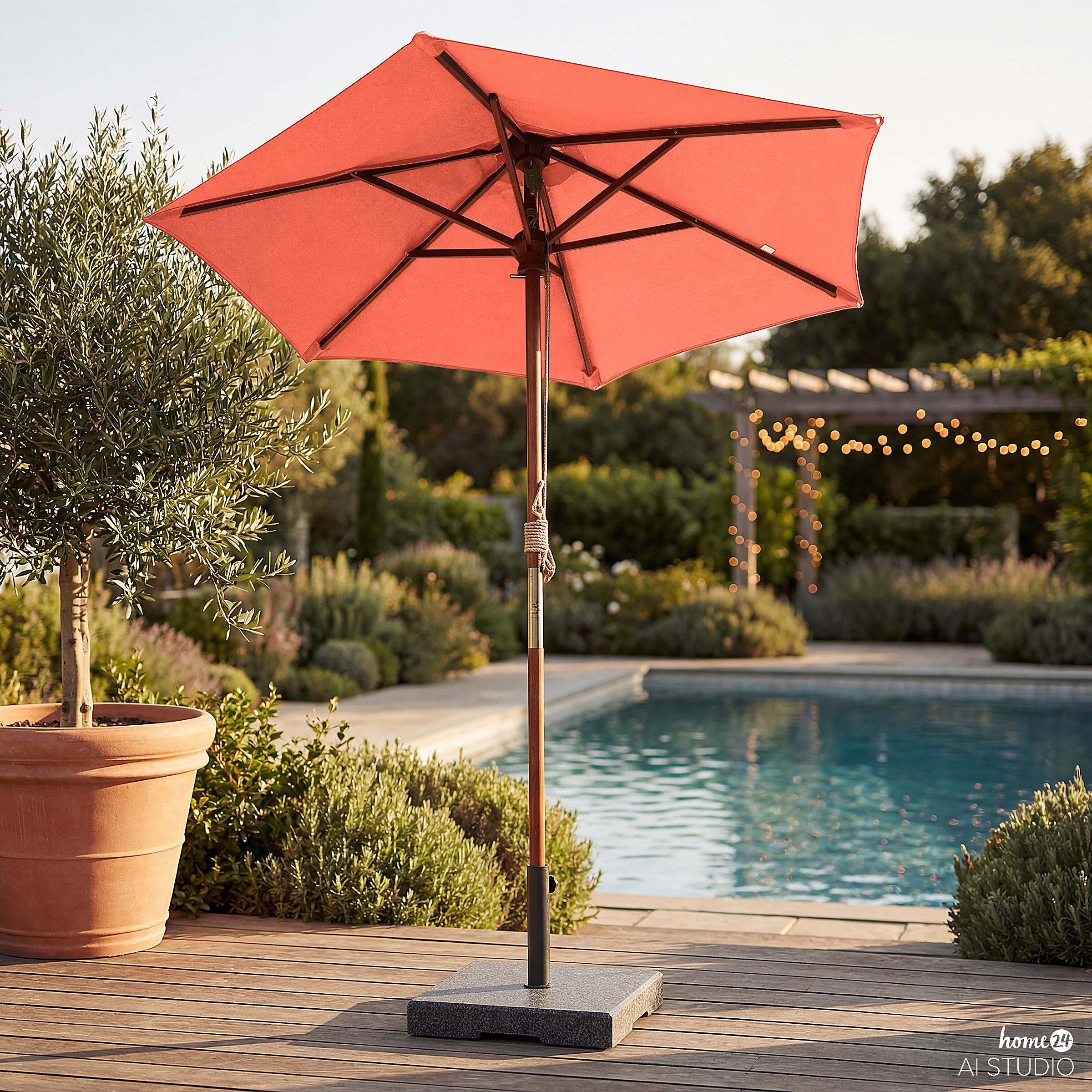 Sombrilla Sonnenschirm Eukalyptus Massiv Terracotta Ø200 cm