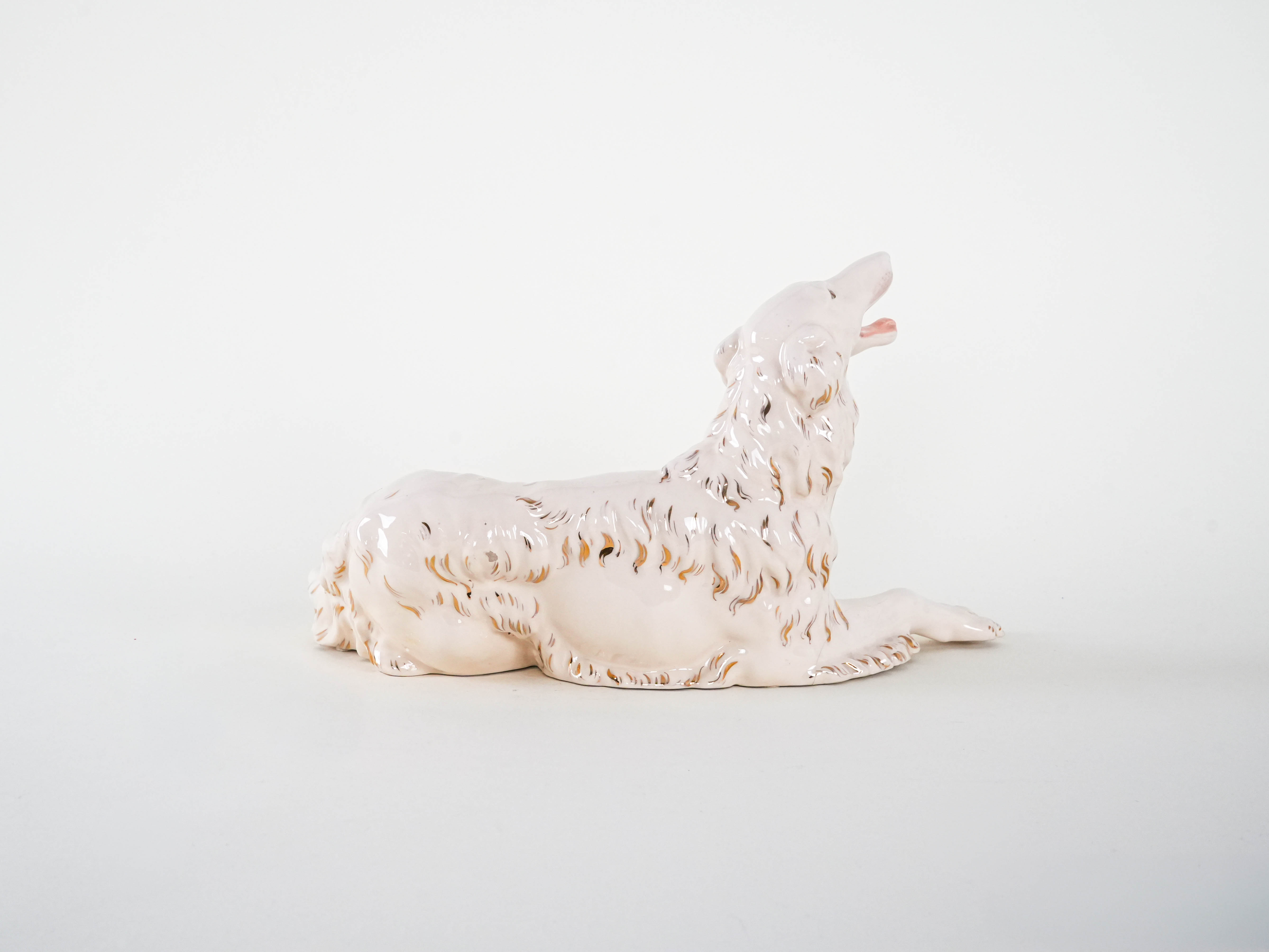 Porzellanfigur Barsoi Creme 1960er Jahre