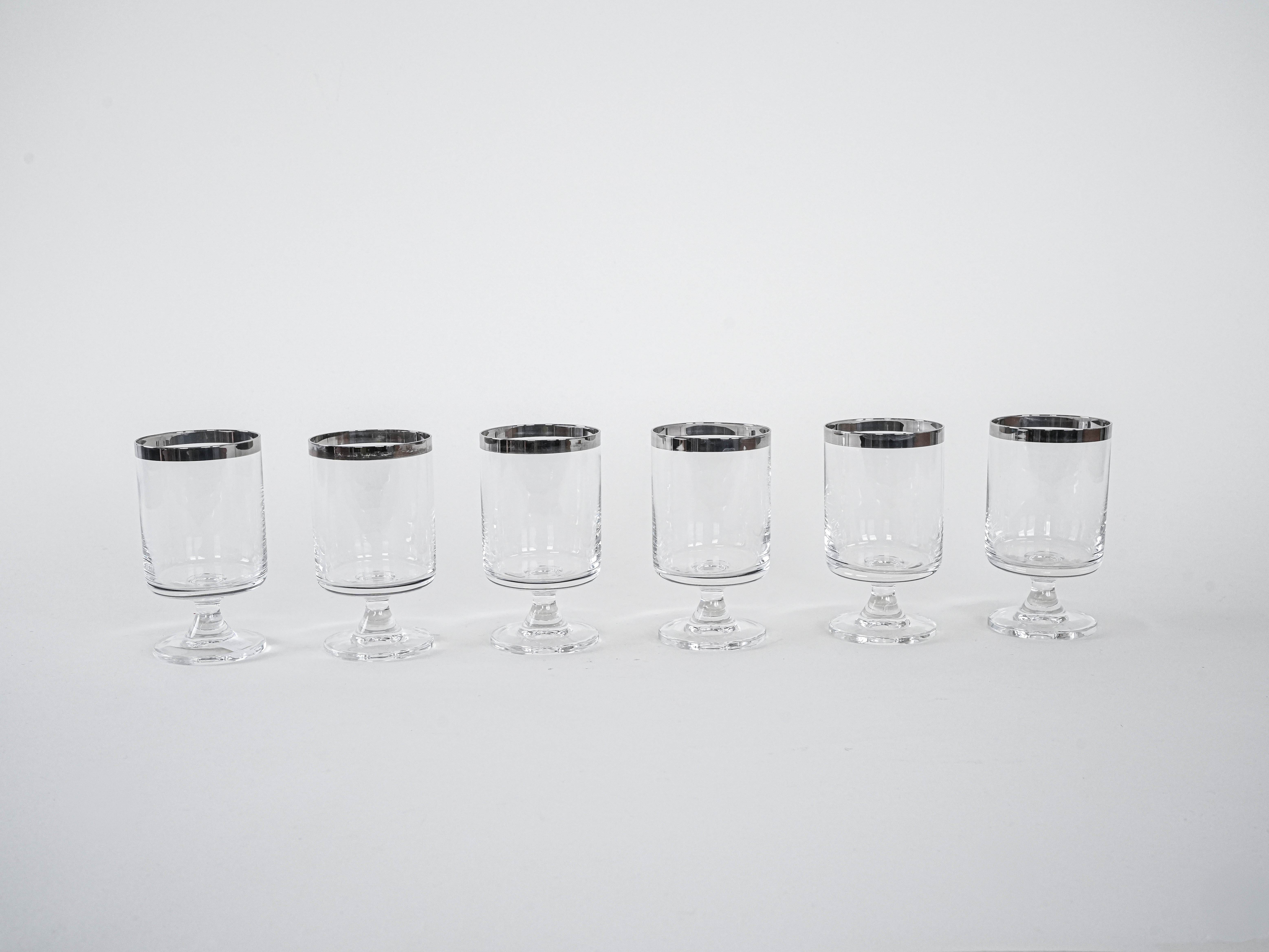Set di bicchieri stile Hollywood Regency trasparente  anni '70