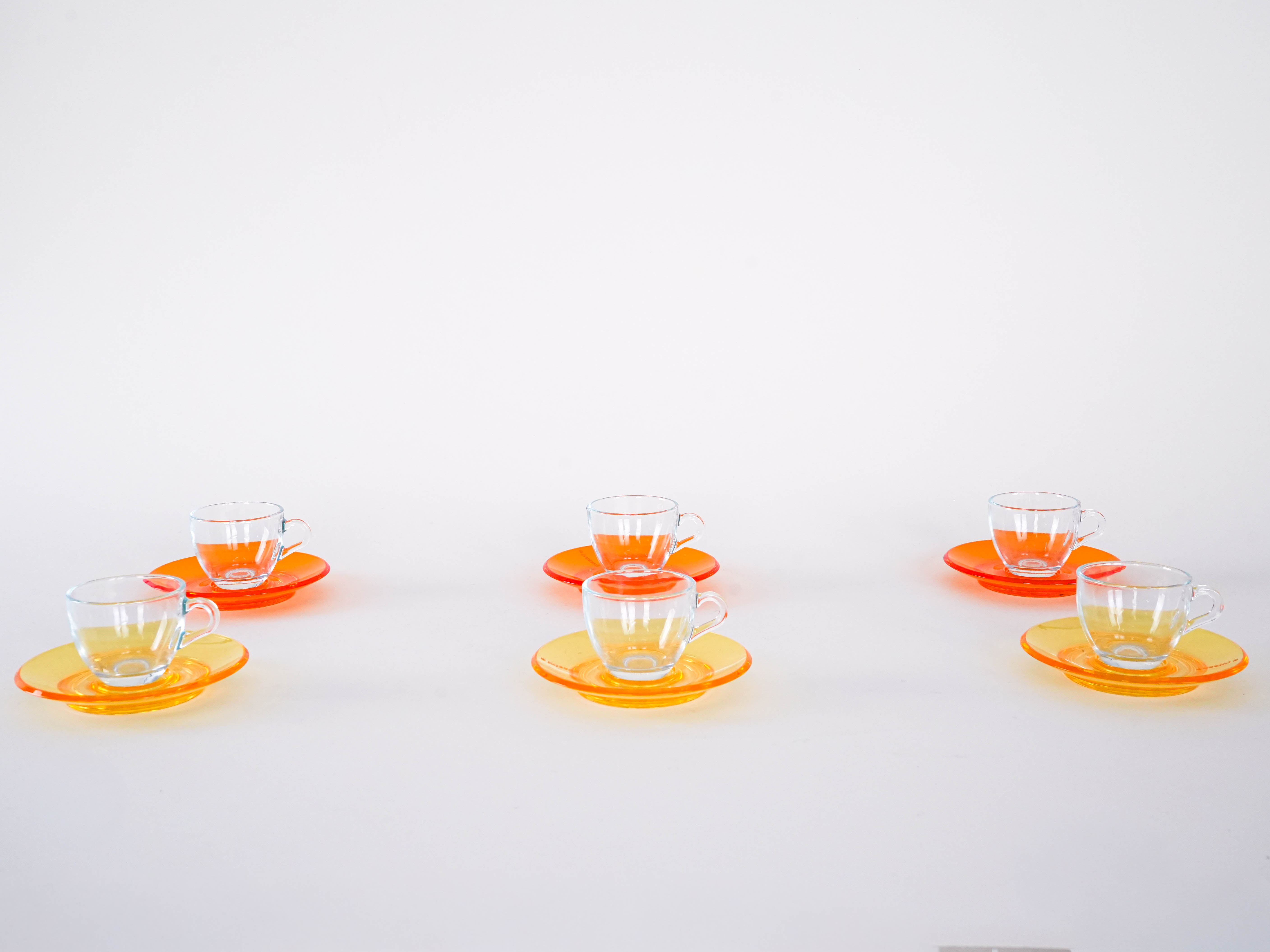 Glass Cup Set Multicolored 1970s