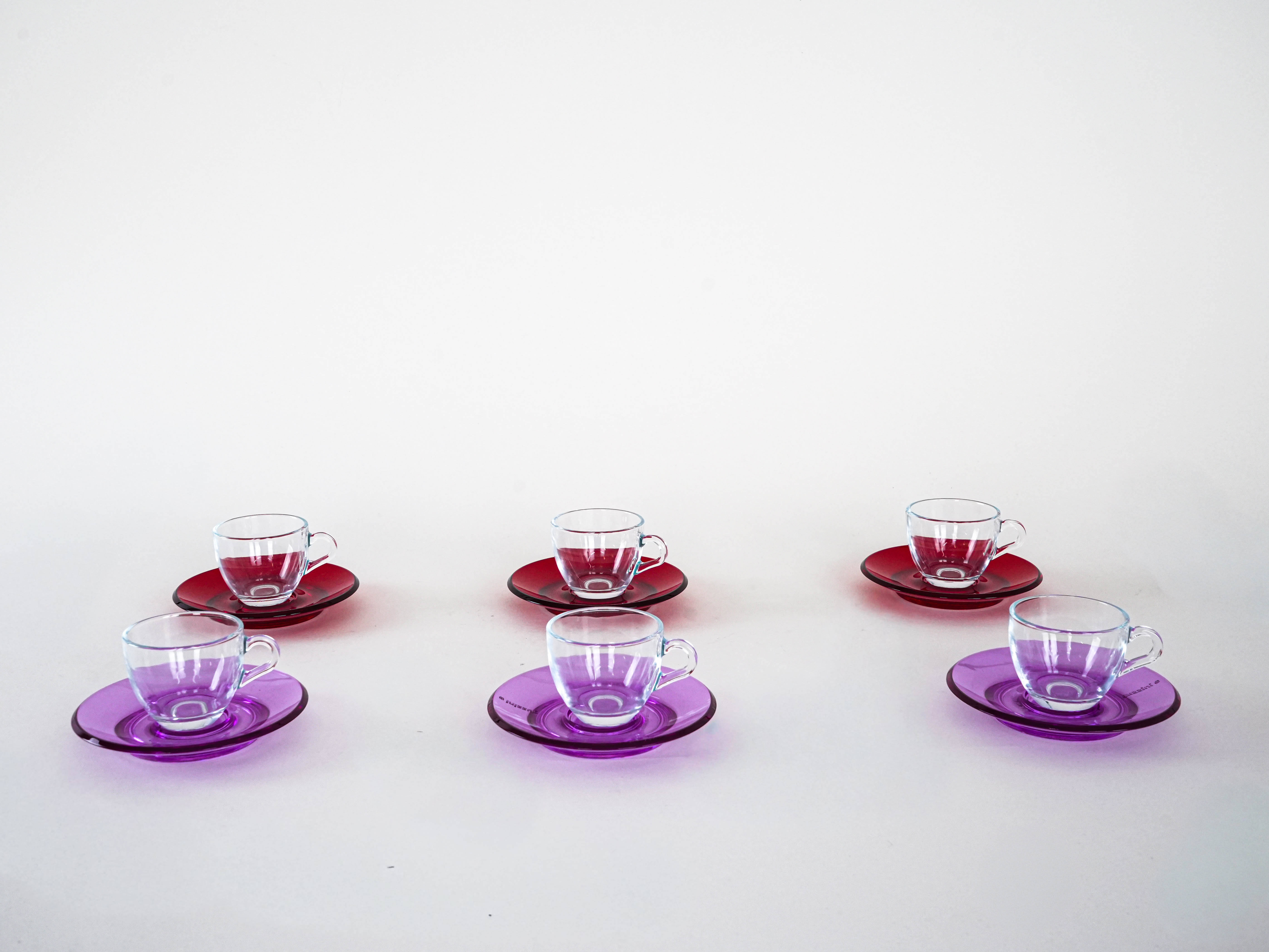 Glass Cup Set Multicolored 1970s