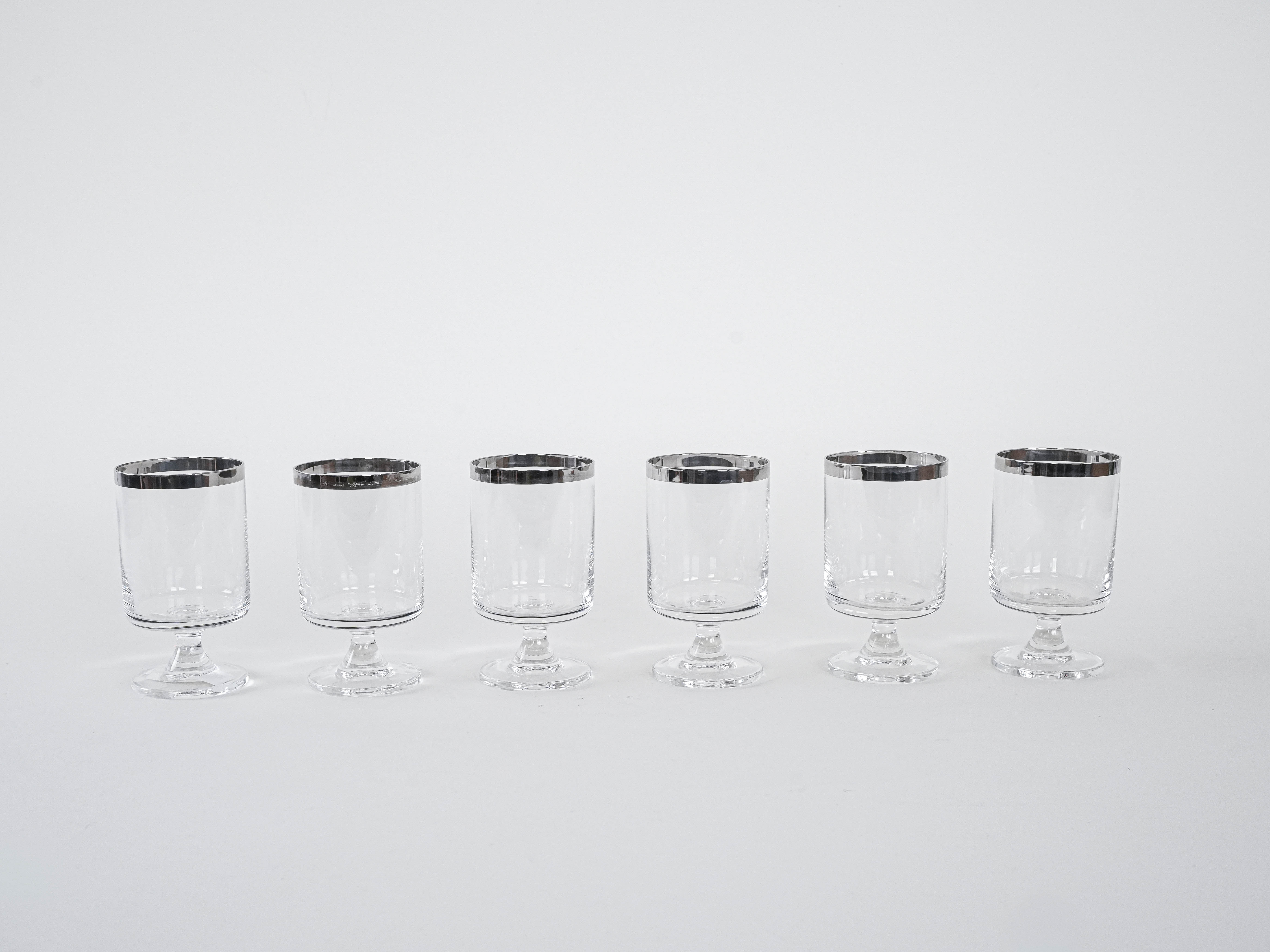 Set di bicchieri stile Hollywood Regency trasparente  anni '70