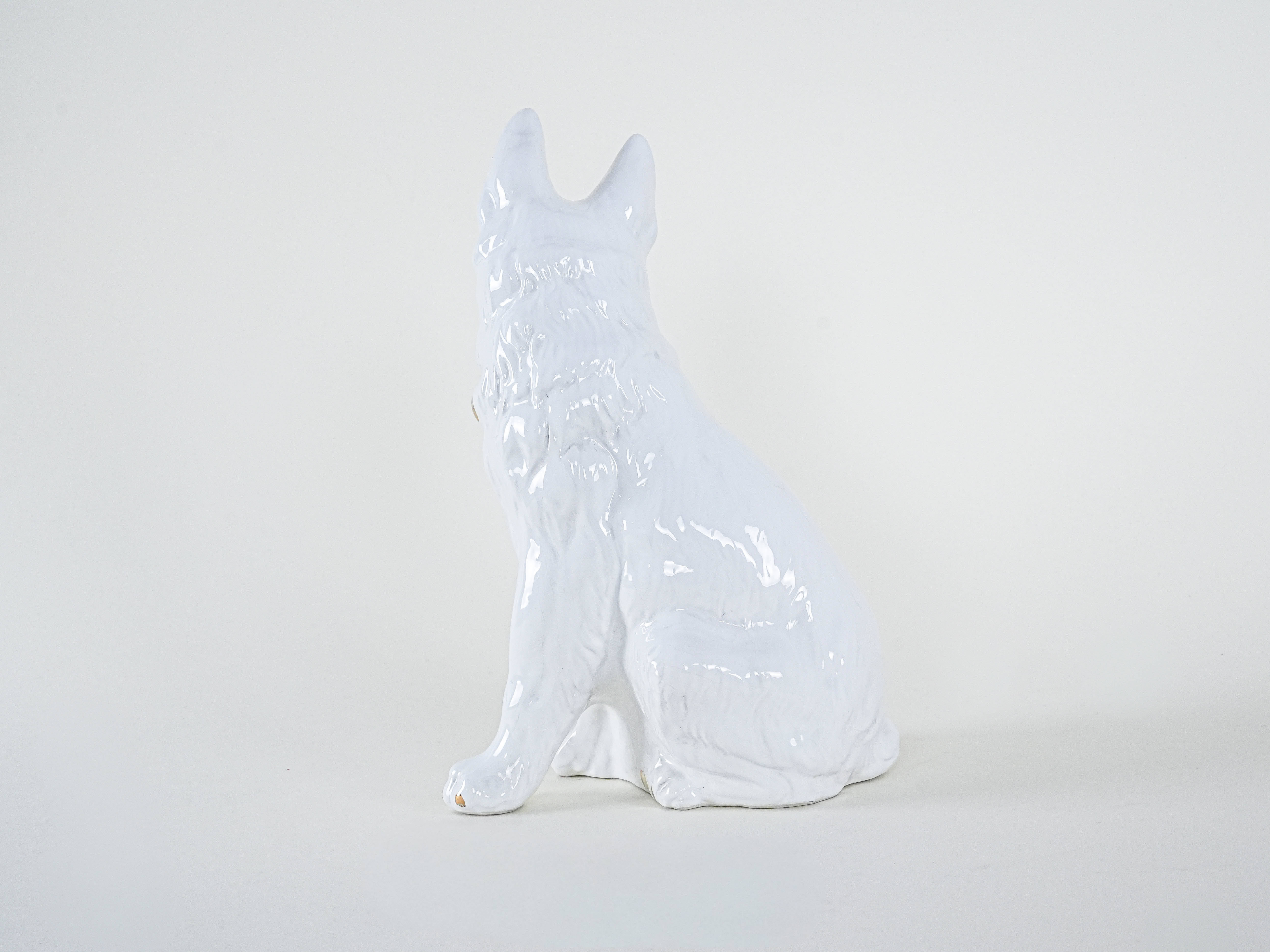 Hundefigur Porzellan Weiß 1960er Jahre