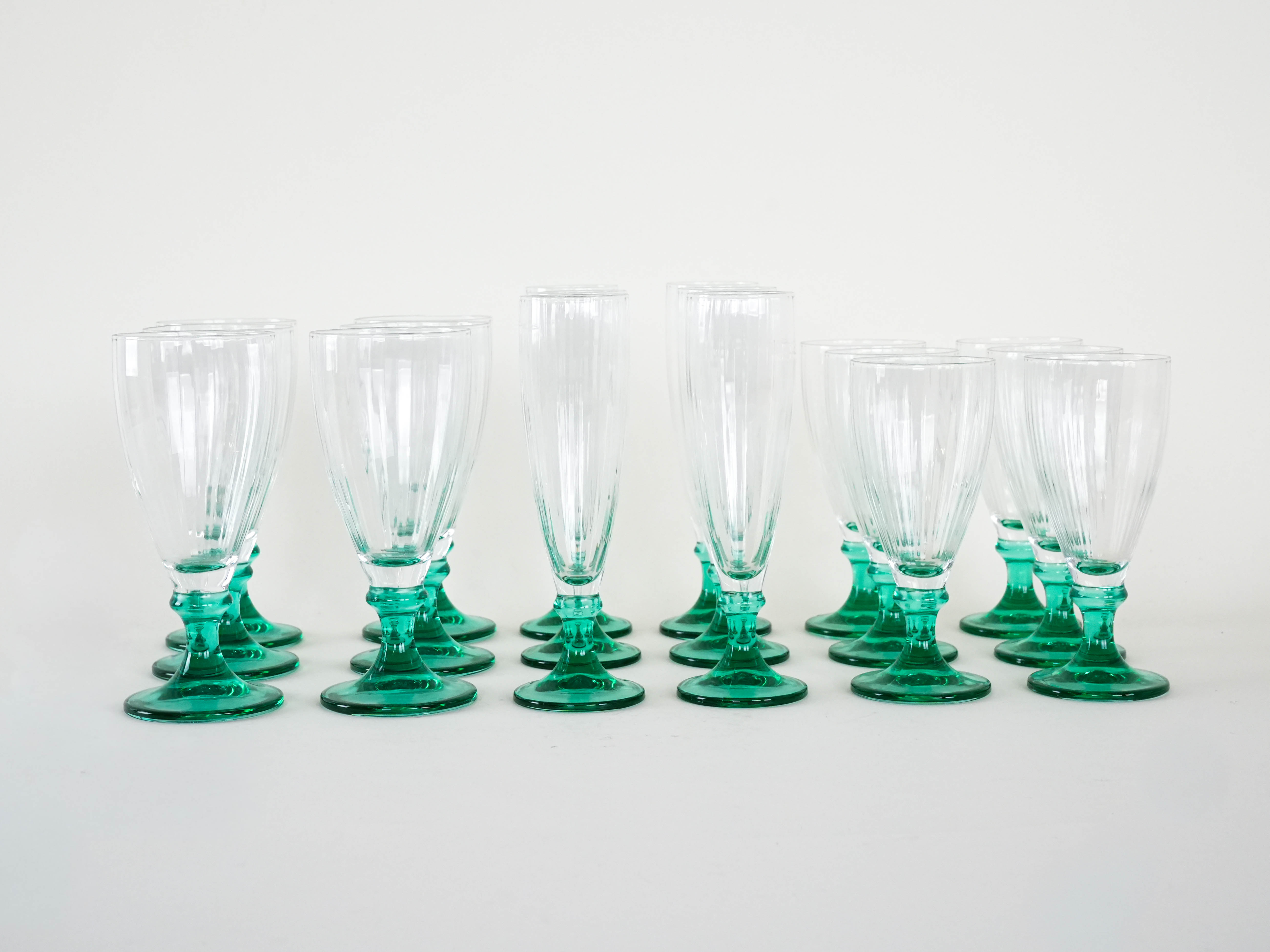 Wine and champagne glass set 1970s