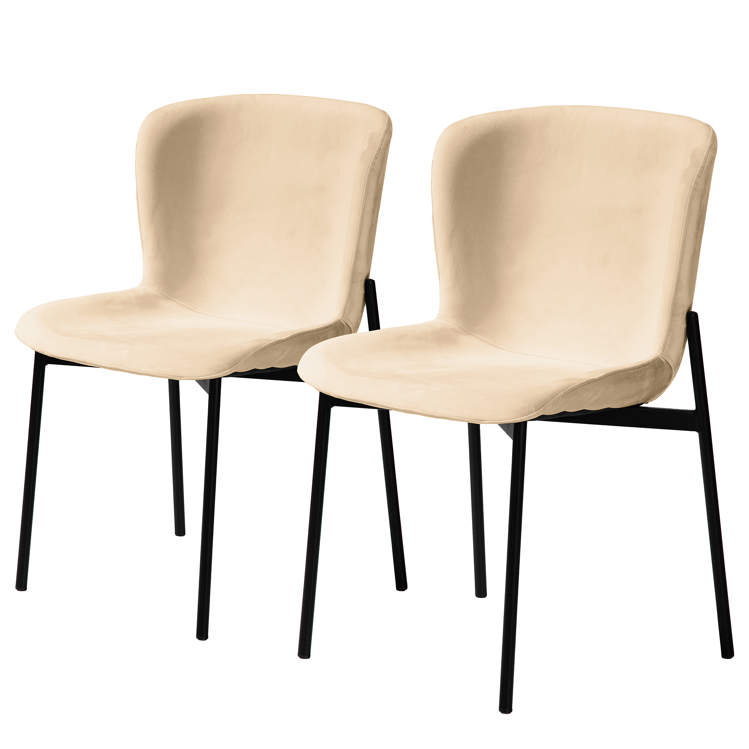 Mouzon Polsterstuhl 2er-Set Samt Walli Beige Schwarz