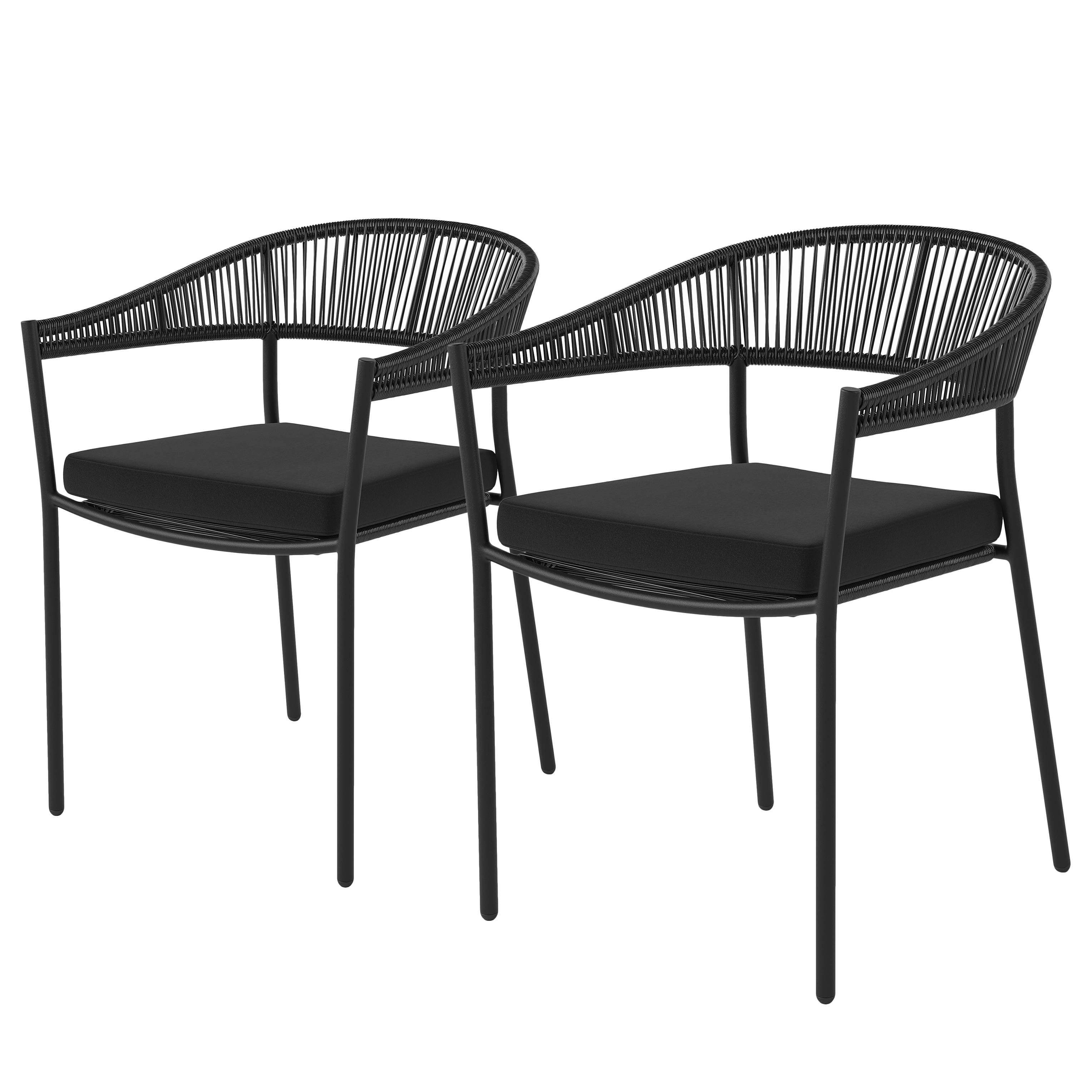 Coro Stapelstuhl 2er-Set Stahl Polyrattan Schwarz
