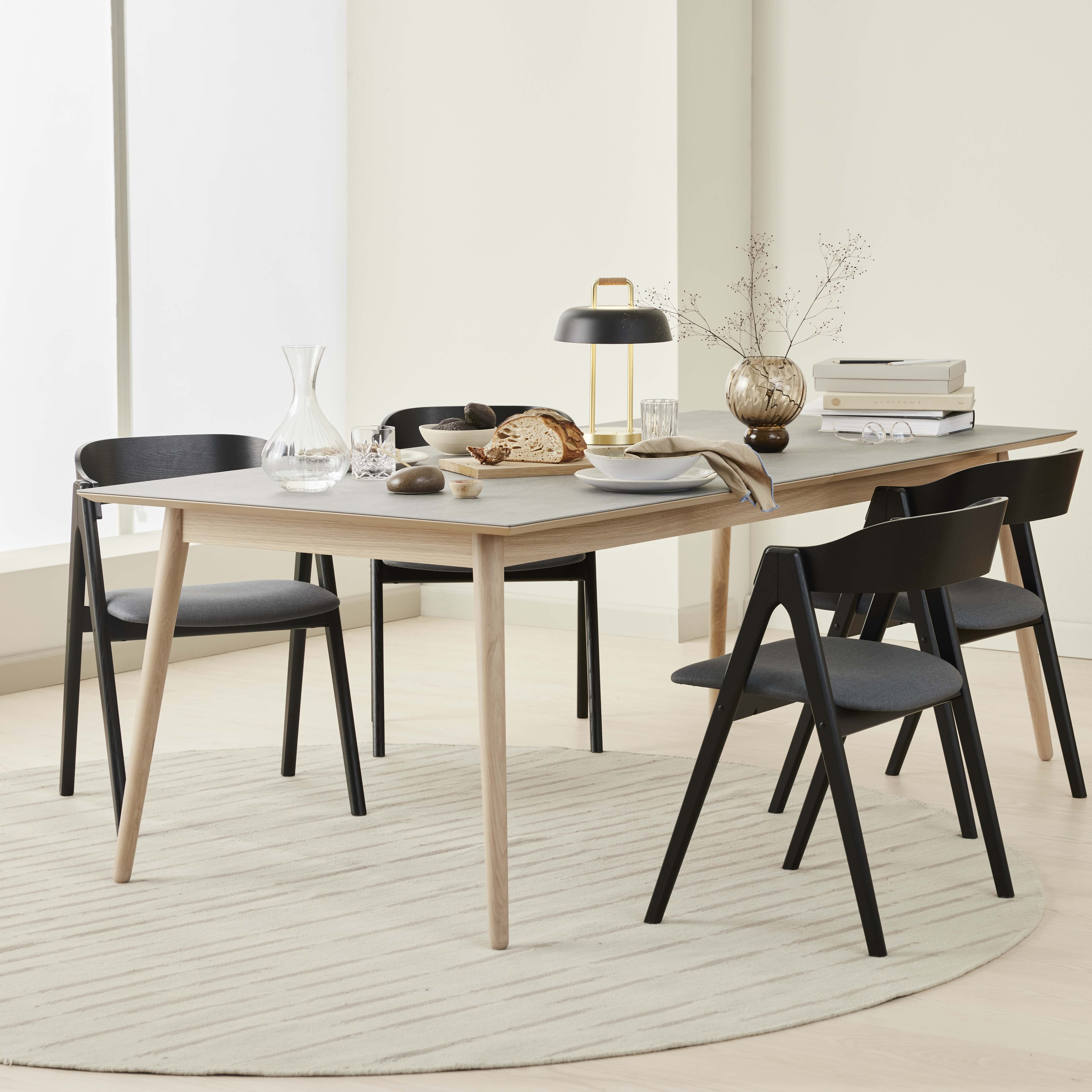 MEZA Dining table Ceramic top Light grey