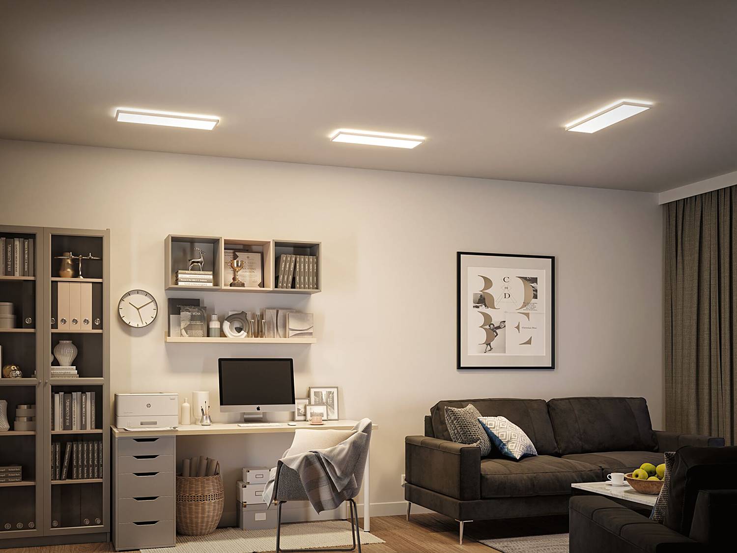 1-Flammig Atria Shine Panel LED-Deckenleuchte Aluminium Weiß